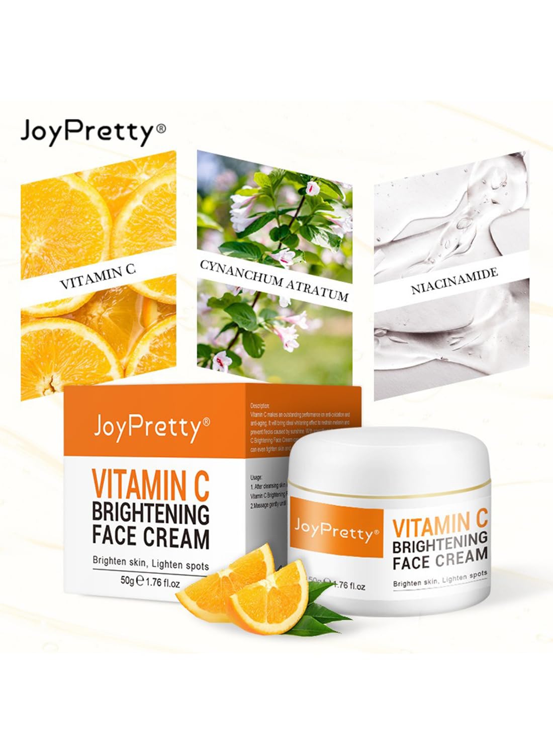 Face Cream with Vitamin C, Hydrating Anti-Aging Facial Moisturizer Cream 50g