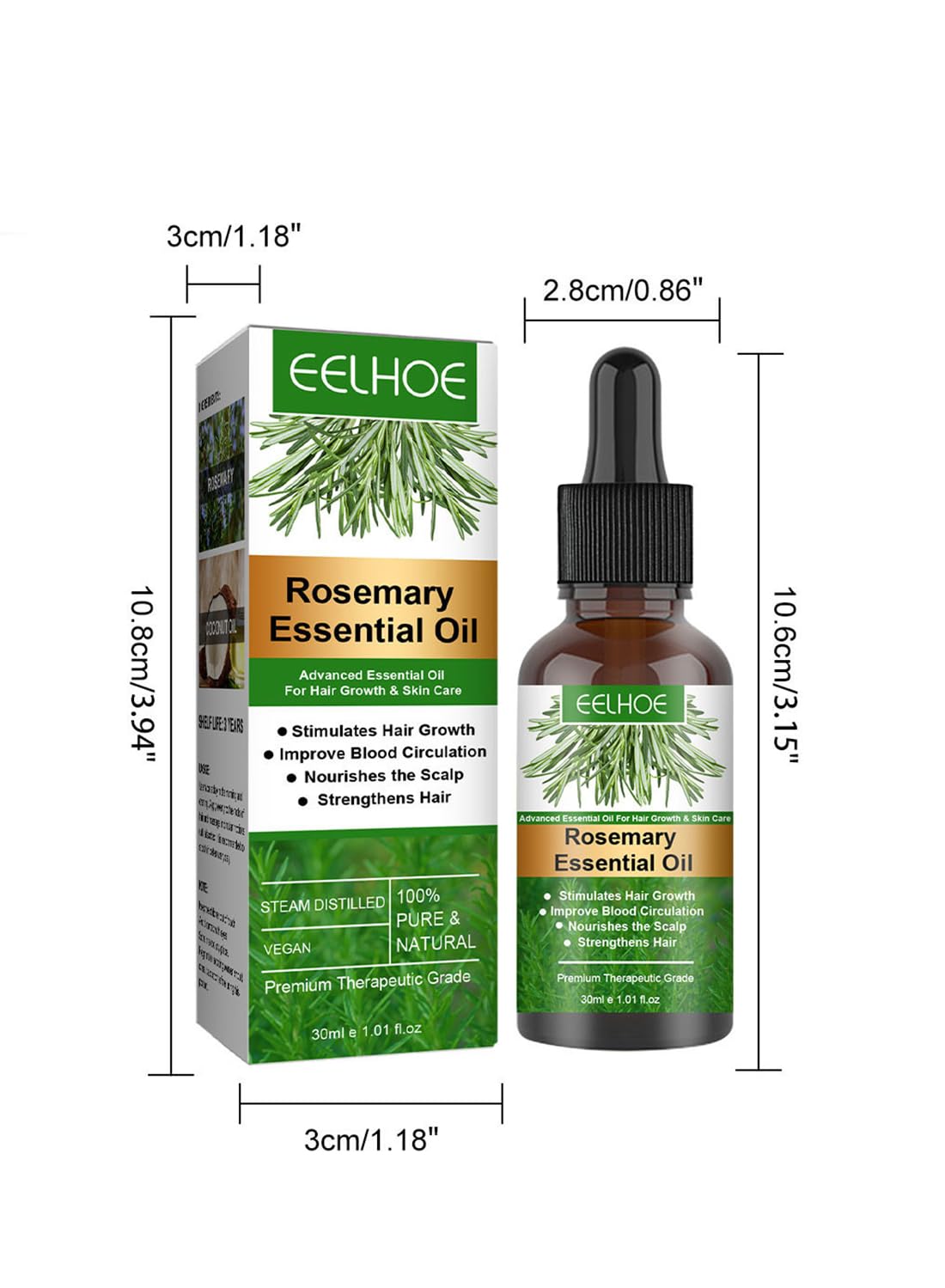 Rosemary Essential Oil, Hair Strengthening Oil, with Pure and Natural Formula, Promote Hair Growth, Nourish the Scalp, Repair Hair 30ml