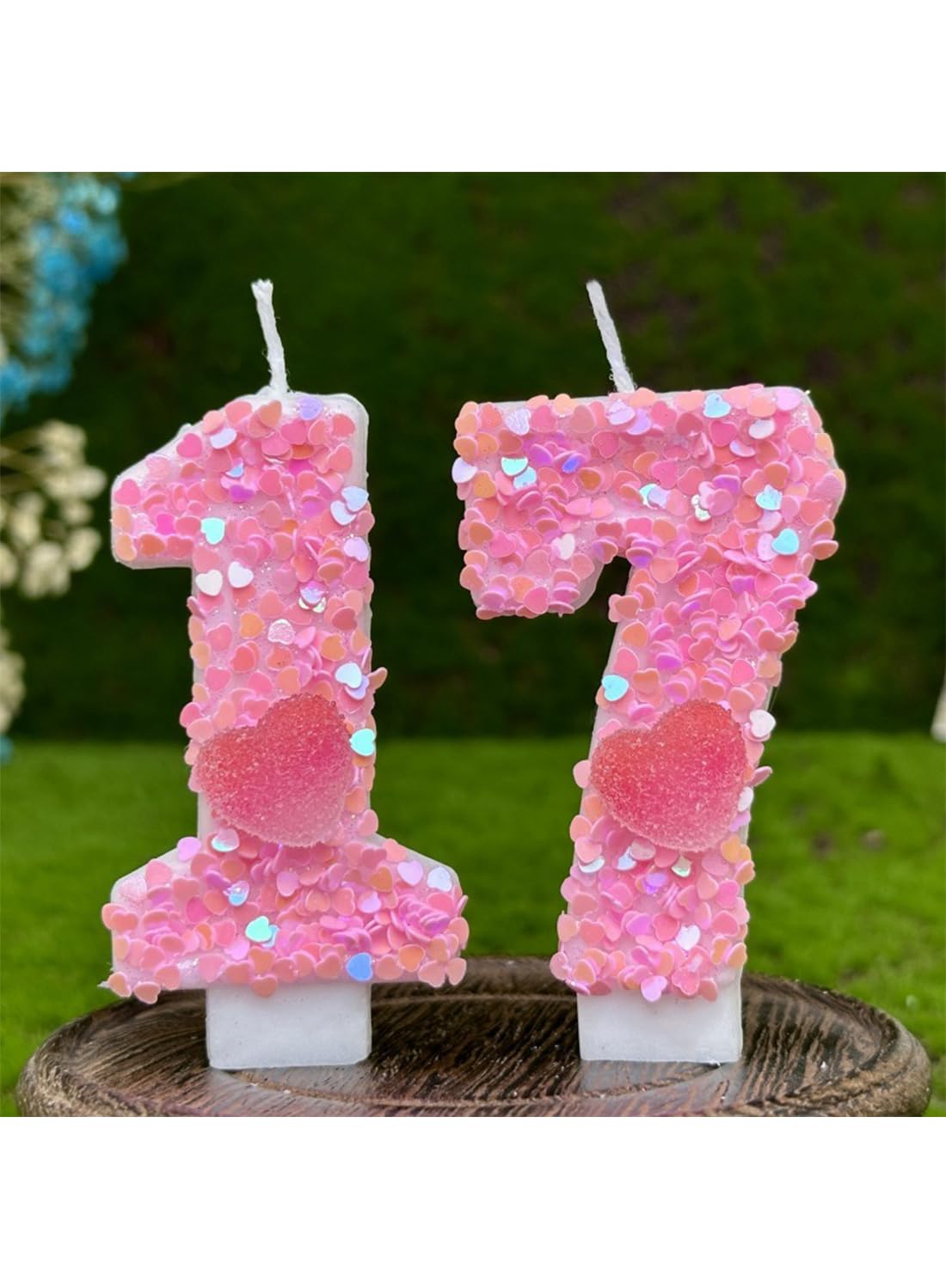 Pink Heart Number Cake Candle