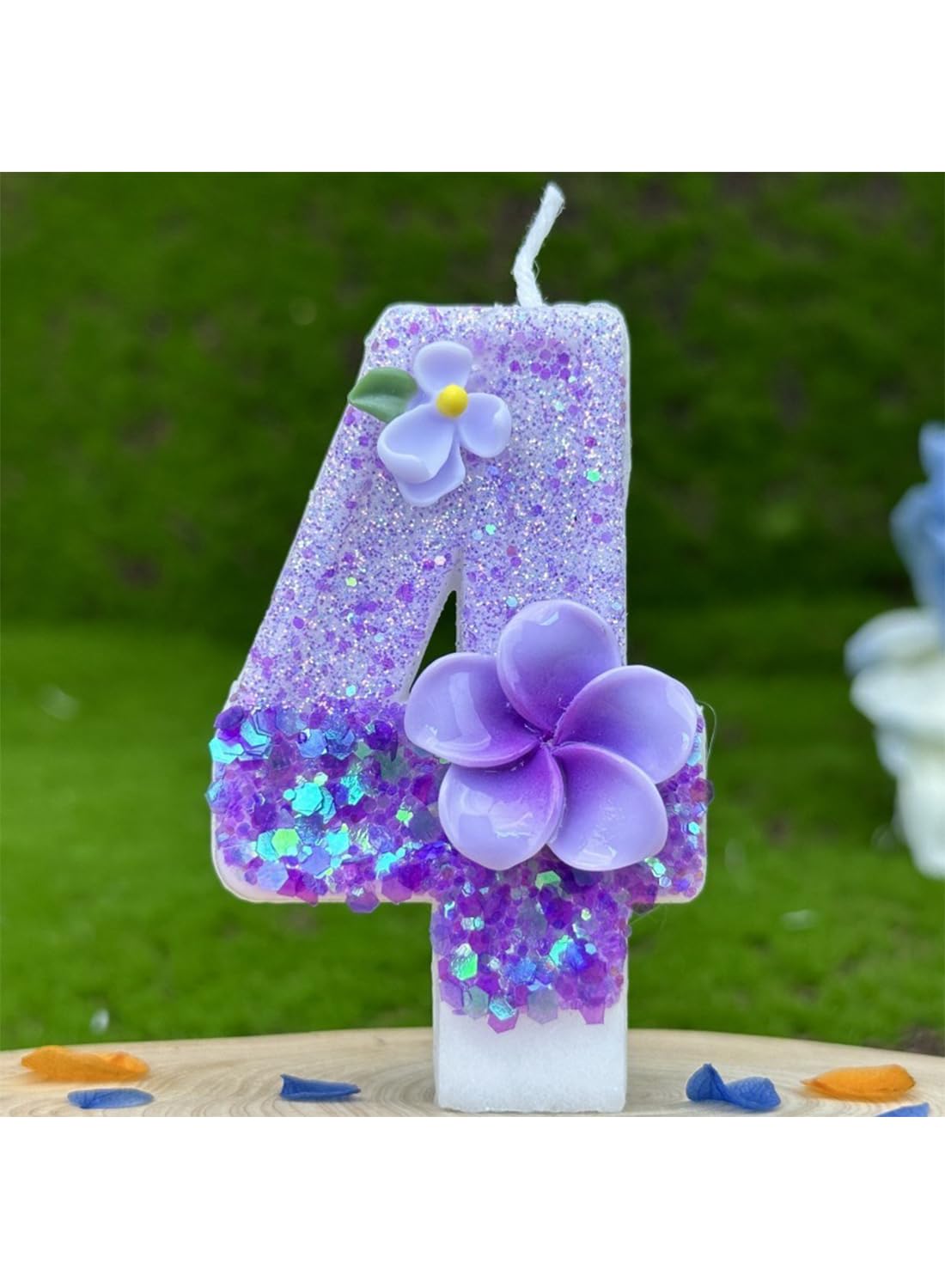 Purple Flower Number Cake Candle