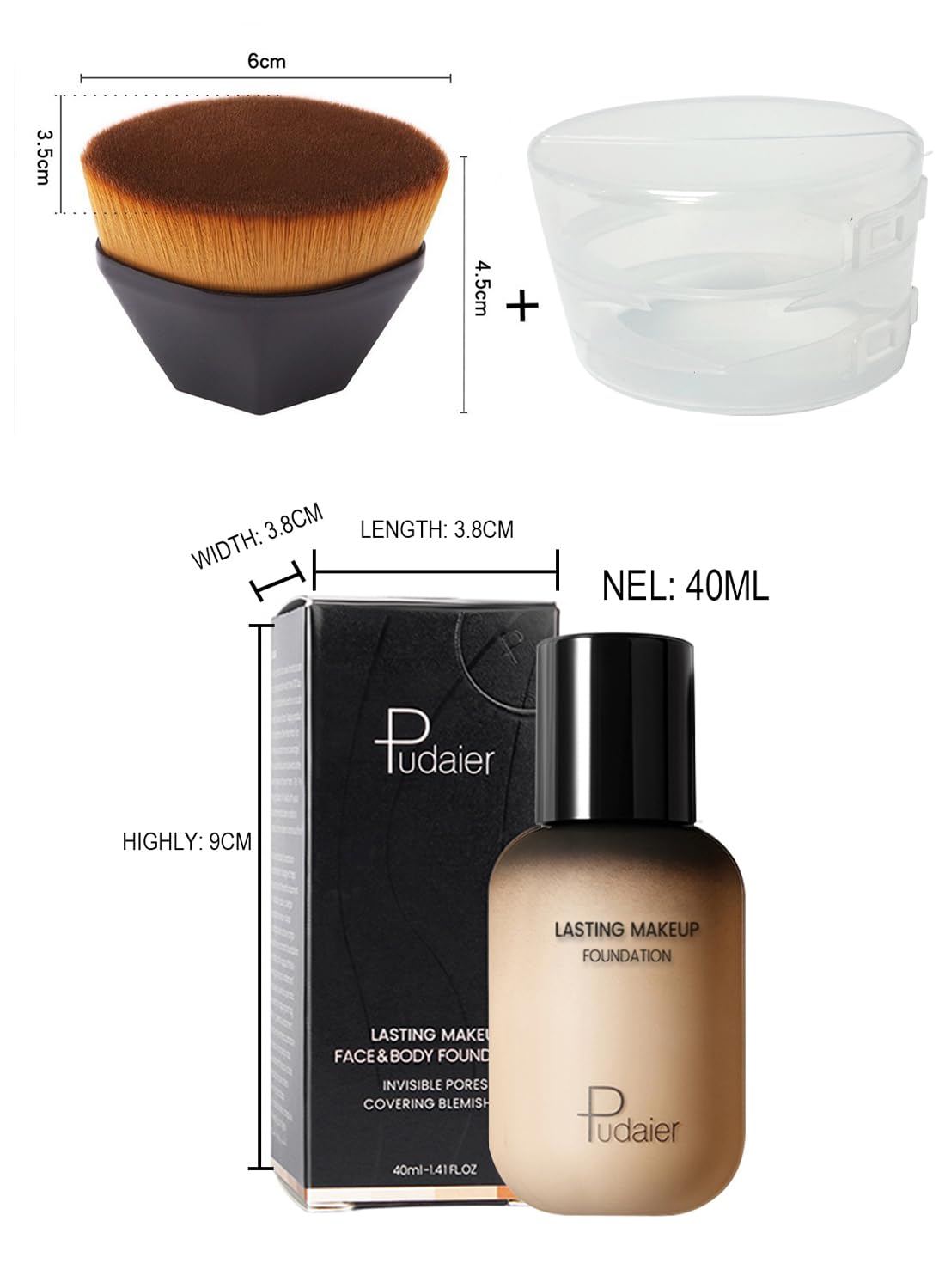 Foundation Liquid with Magic Traceless Makeup Brush, Natural Lightweight Base Makeup Gift Set, Long Lasting, Moisturizing Nourishing, Cover Blemishes, Hide Pores