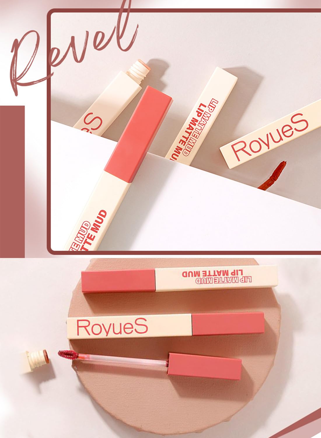 L&Wen Matte Velvet Lipstick, Long Lasting Lip Tint Lip Makeup for Women, Smooth Lip Gloss Orange Red