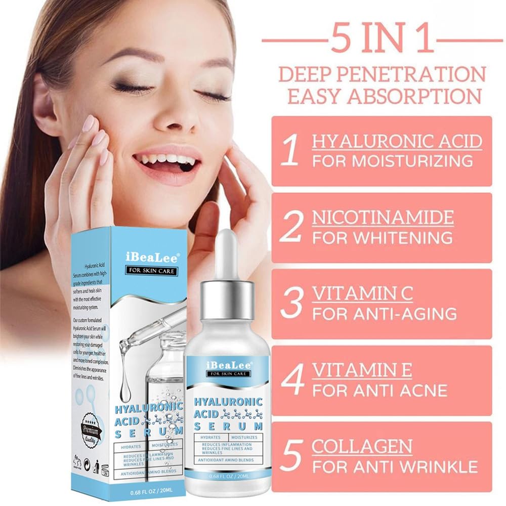 Hyaluronic Acid Serum, Brightening Facial Serum, Non-Greasy Facial Moisturizer