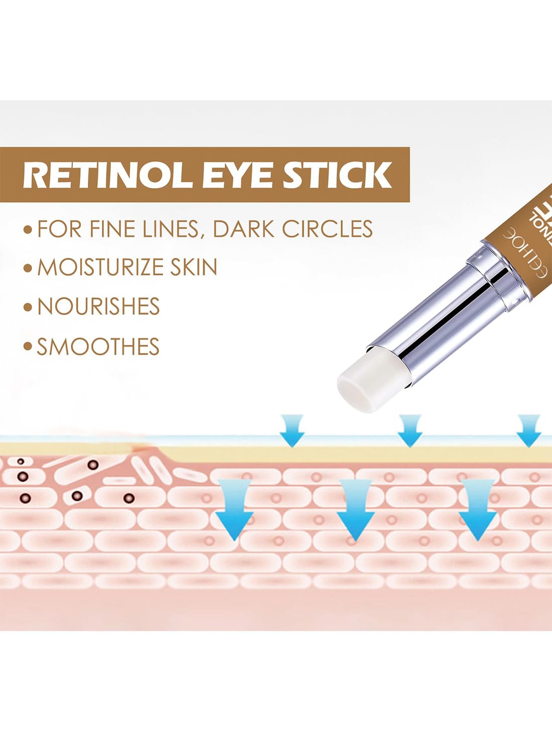 Retinol Under Eye Stick for Anti-Wrinkle and Dark Circle Removal, 1 pc 3ml