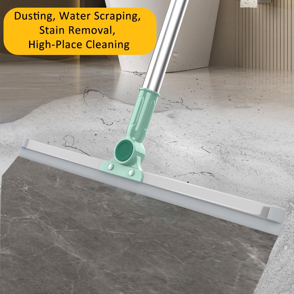 Floor Squeegee Set, Squeegee Broom with 2 Replacement Rubber for Window Cleaning, Bathroom Tile, Concrete