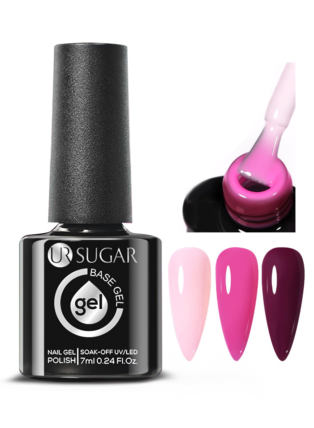 Rubber Base Gel Nail Polish, Temperature Changing Ombre Glitter Nail Gel Polish, Soak Off UV/LED, Builder Base Nail Gel, Base Coat For Nail Strengthening 7ML