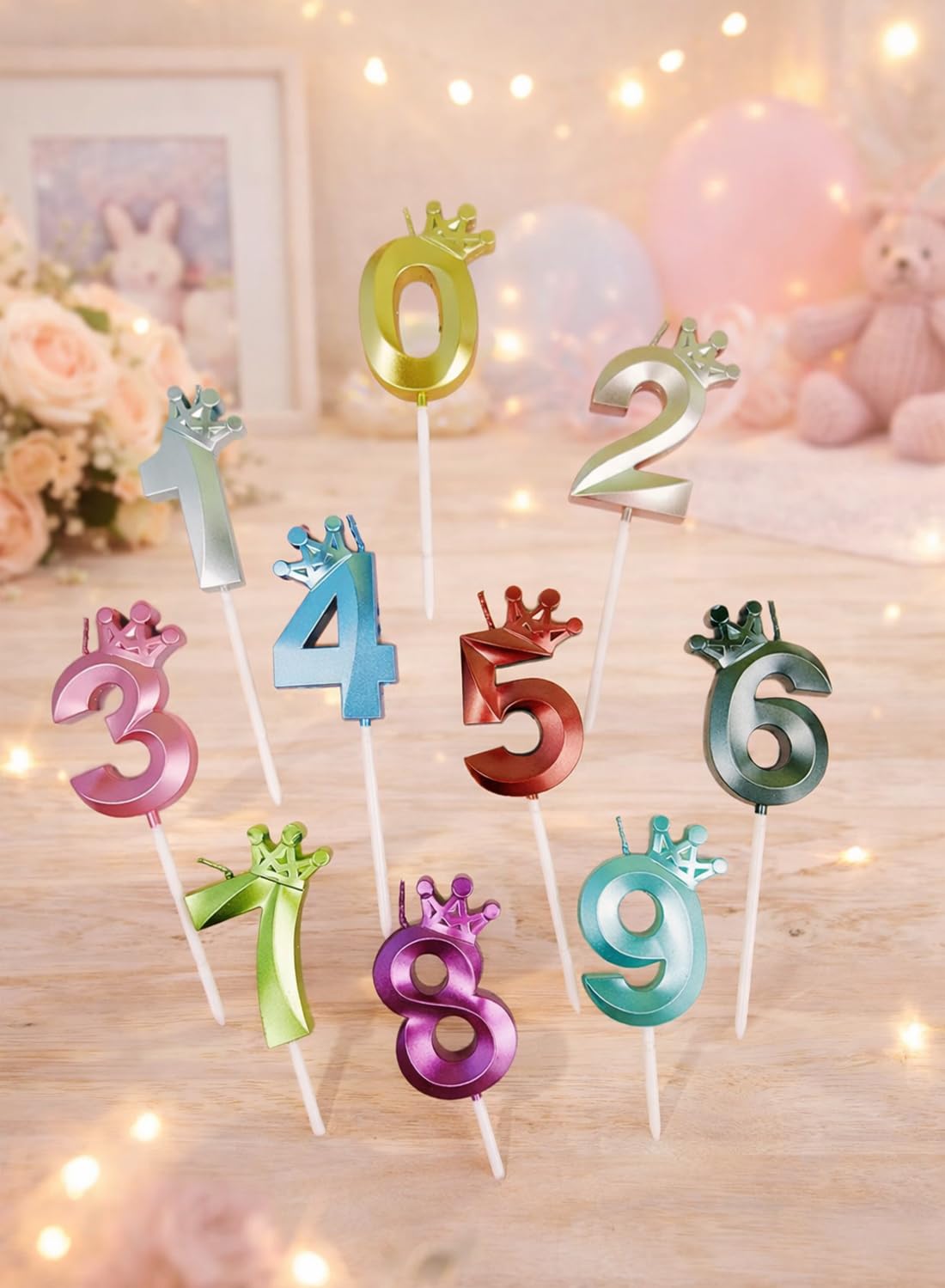 l&Wen Birthday Candles Twisted, Long Thin Spiral Candle with Holders for Wedding Party Decorations (6 Pcs, Silver Twisted Collection)