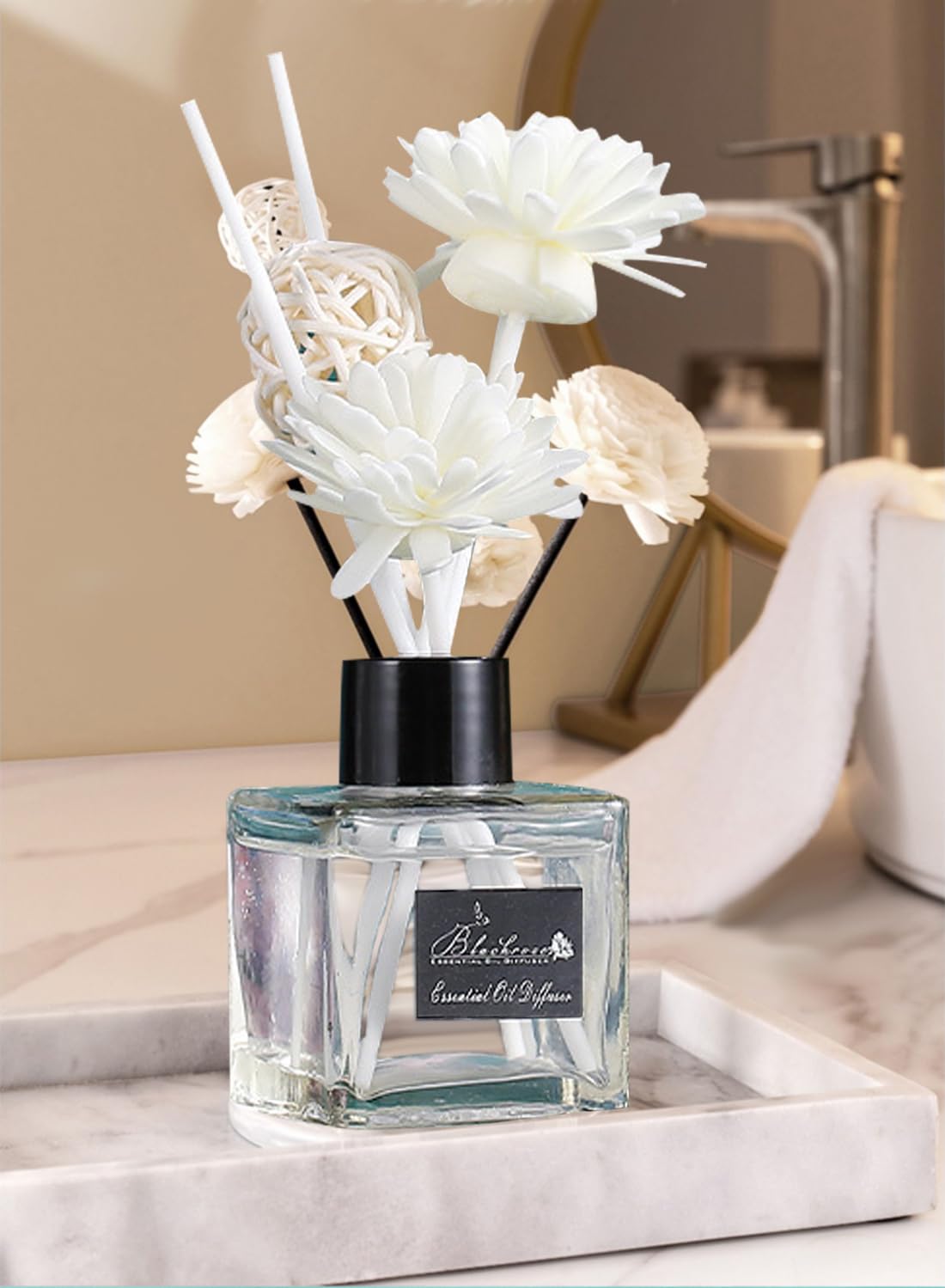 Reed Diffuser Set with Incense Diffuser Sticks, Long Lasting Natural Elegant Air Freshener, Home Fragrance Design Odor Elimination for Hotel Home Office and Gift 50ml