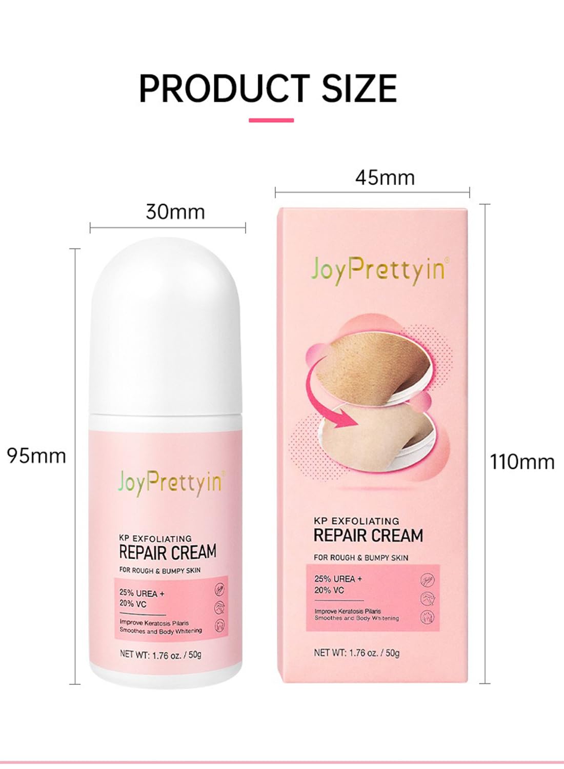 Repair Cream, Exfoliating Treatment for Dry and Rough Skin with Urea & VC