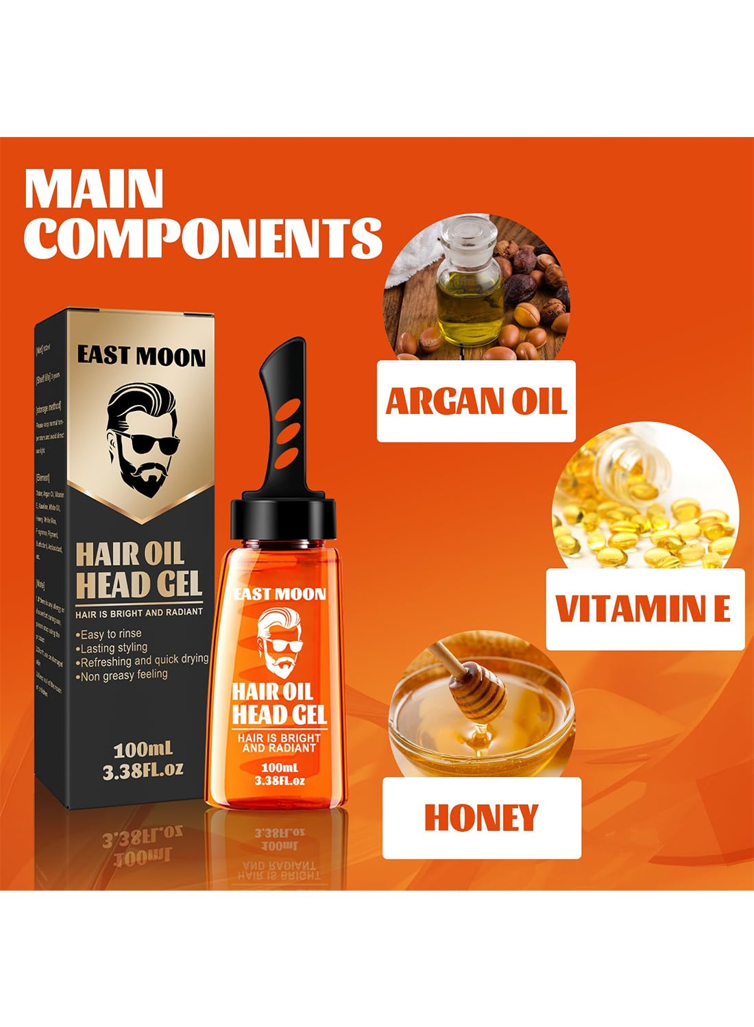 Men Hair Gel, Hair Styling Cream Set Solution with Wide Tooth Comb for Men 100ml