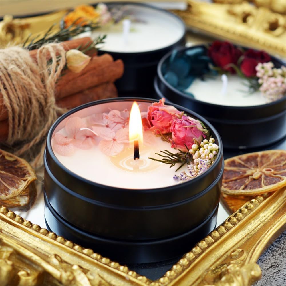 Preserved Flower Scented Candle, Natural Essential Oil Fragrances Candles for Bath Yoga Sleep Wedding Gifts Home Décor 75g