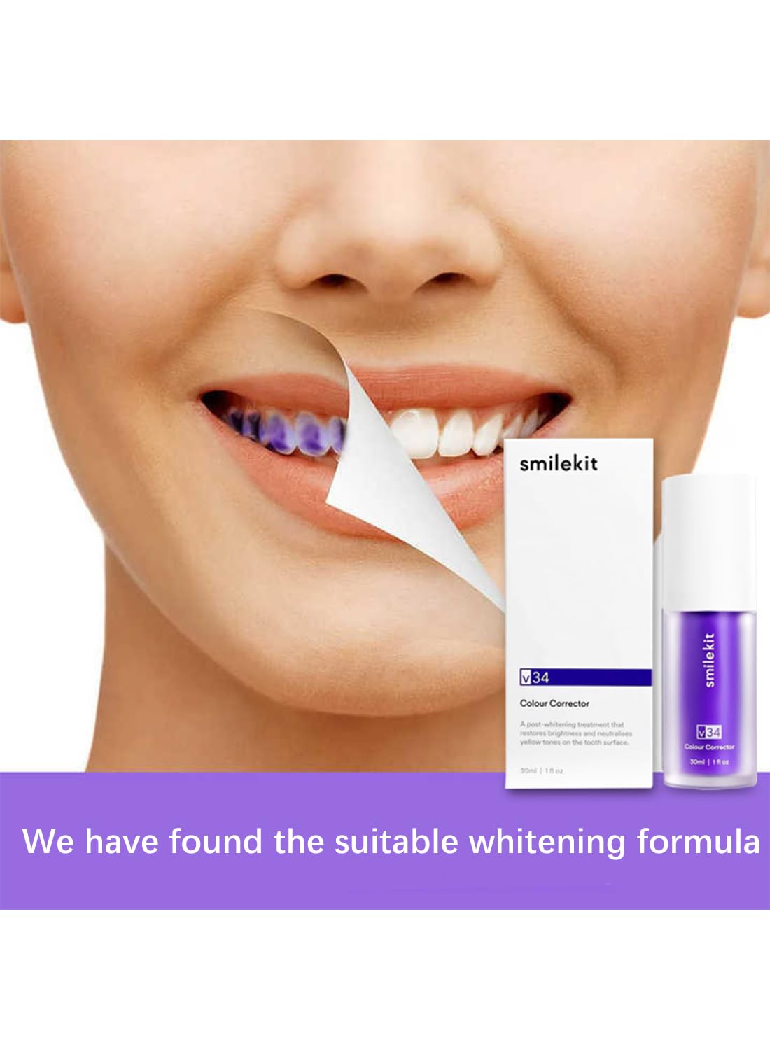 L&Wen Purple Toothpaste Teeth Whitening Booster Effective Fast Brighten Cleaning Tooth Colour Corrector to Remove Tooth Stains and Change Yellow Teeth for Sensitive Teeth 30ml