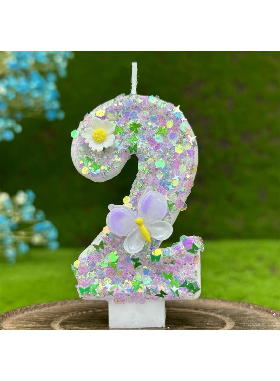 Colorful White Flower Number Cake Candle