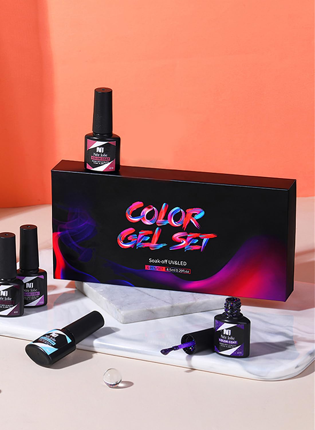 Gel Nail Polish Kit, 6Pcs Gel Nail Polish Kit, Soak Off UV LED Nail Lamp, Nail Art Design DIY Home Gifts for Women Girl