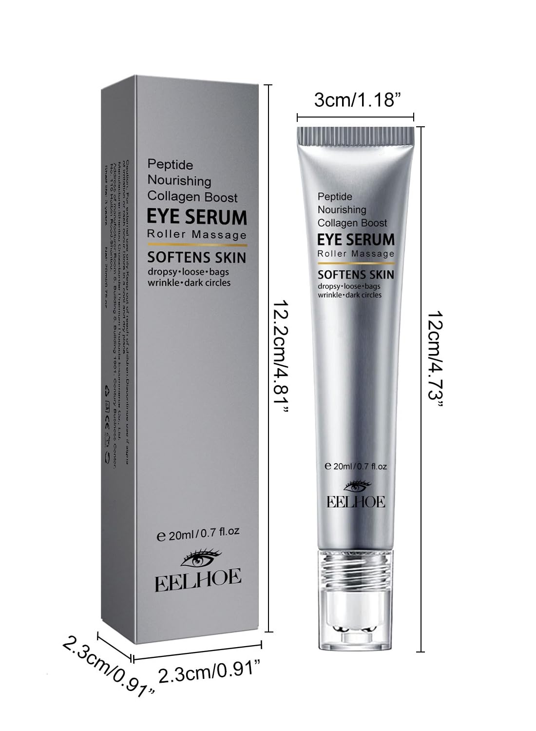 Eye Treatment Serum with a Roller, Anti-Wrinkle Nourishing Eye Essence, 20ml
