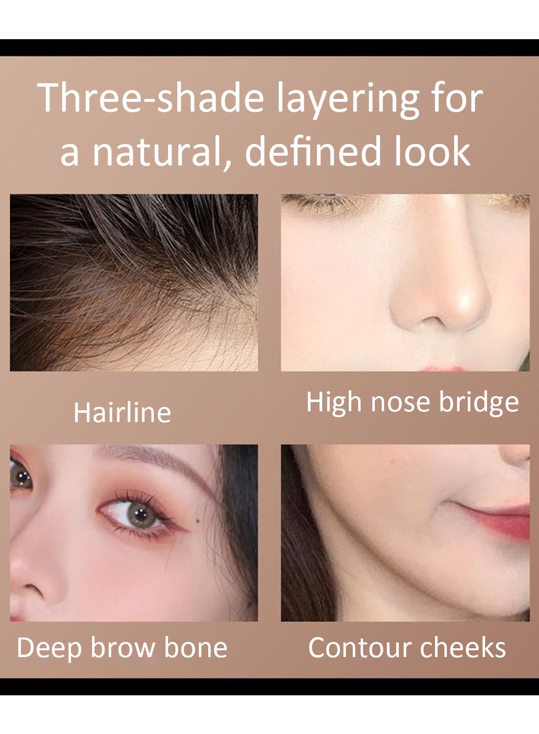 Tricolor Face Contour Palette, Multi-Use Contouring Concealer Highlighter Powder