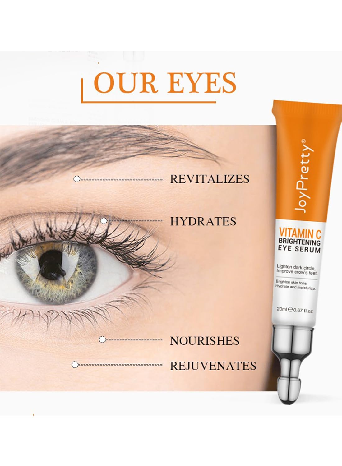 L&Wen Vitamin C Serum, Brightening Anti Aging Eye Serum, Remove Dark Circles Puffiness Under Eye Bags Fine Line, Reduce Wrinkle, Dark Spot Remover, Even Skin Tone, Boost Skin Elasticity 20ml