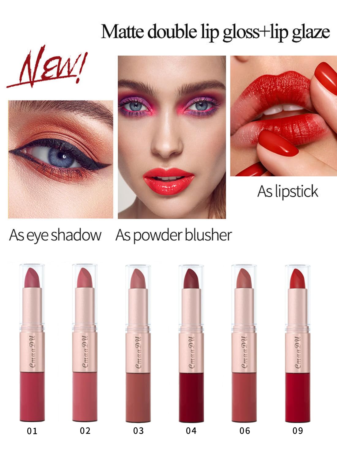 2 in 1 Lipstick & Lip Gloss, Matte Velvet Double Headed Lip Gloss, Waterproof Non-Stick Cup Long Lasting High Pigment Lip Makeup for Women 1 Pcs
