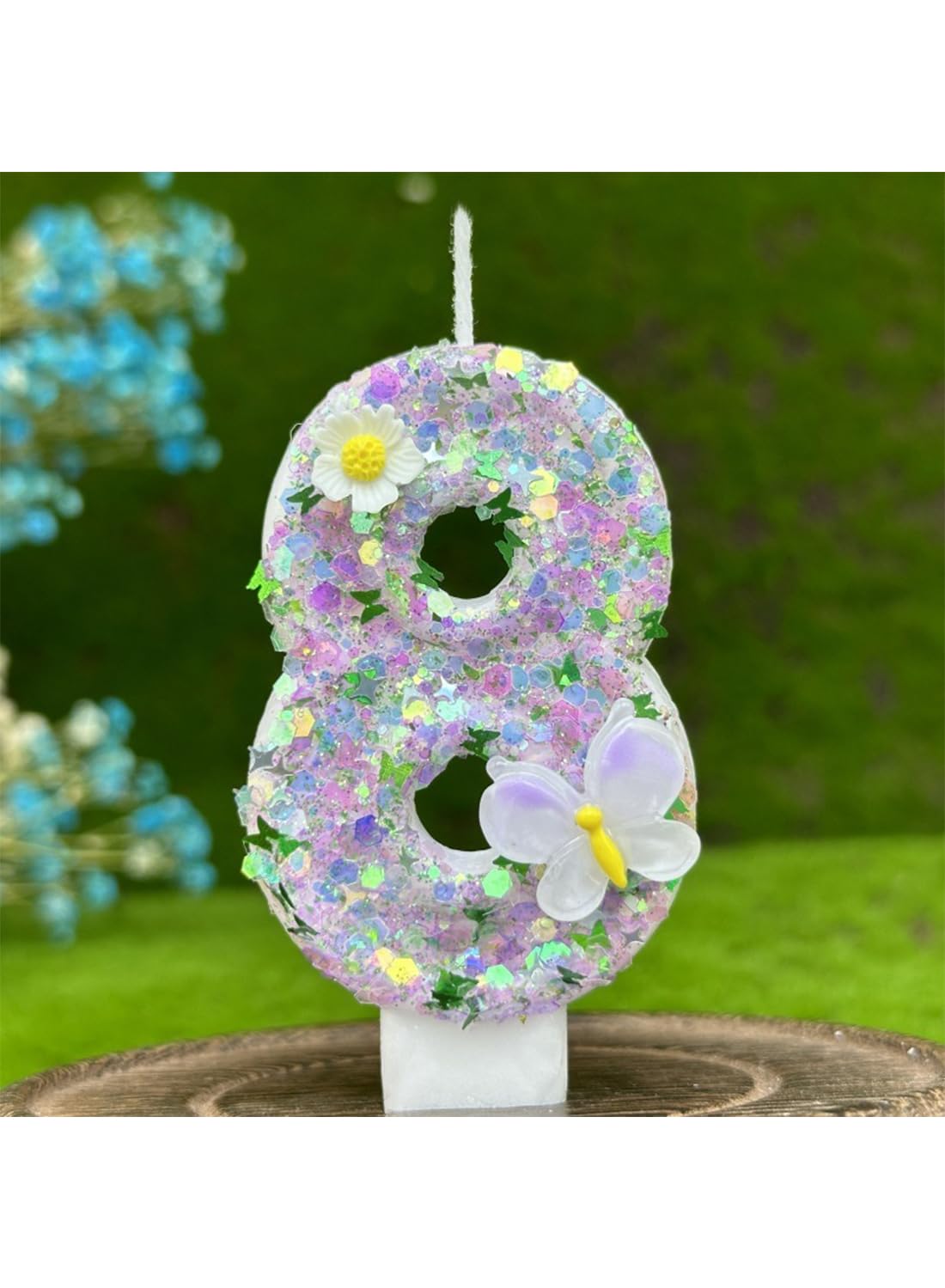 Colorful White Flower Number Cake Candle