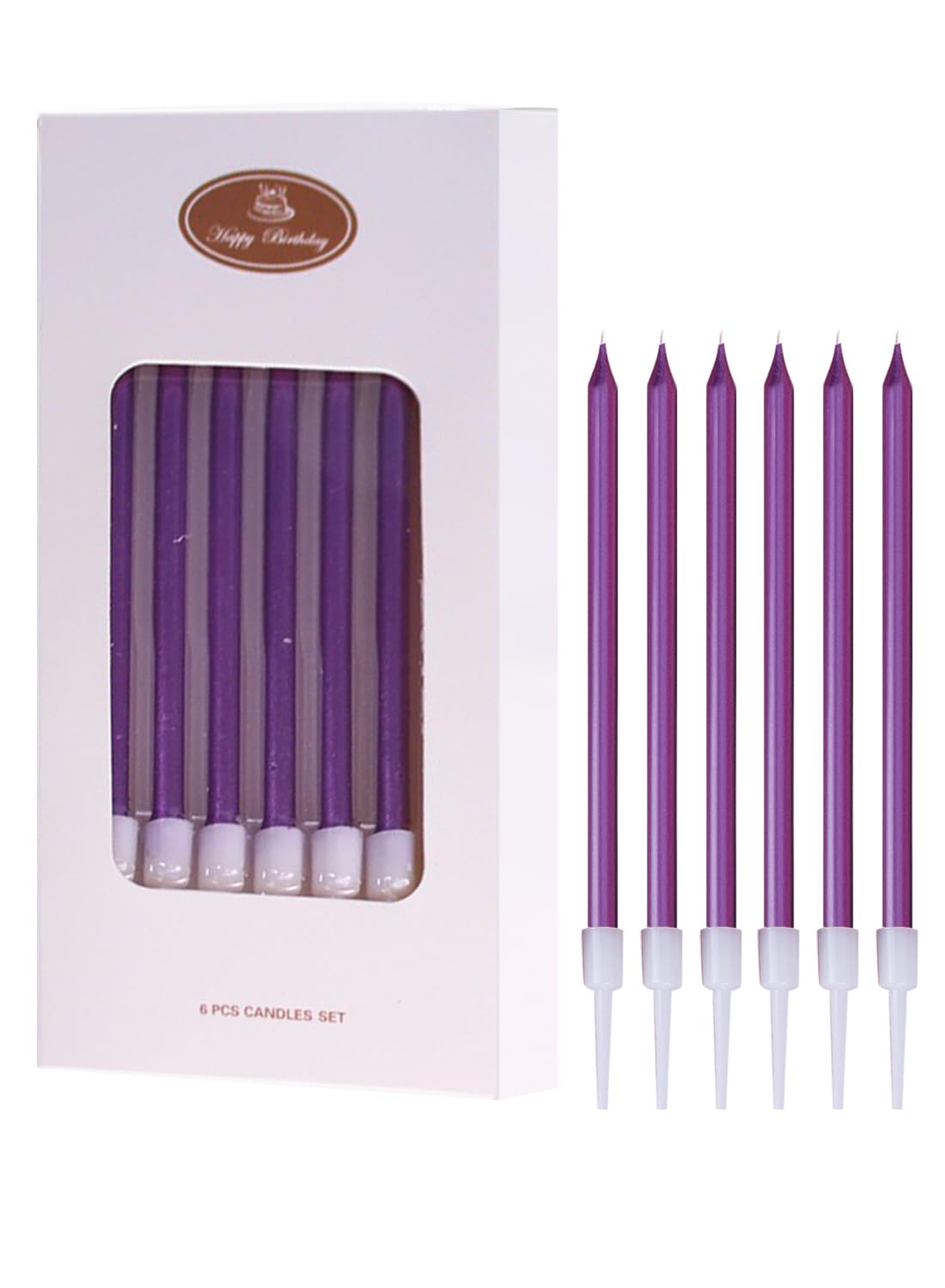 Long Thin Metallic Birthday Candles-6Pcs