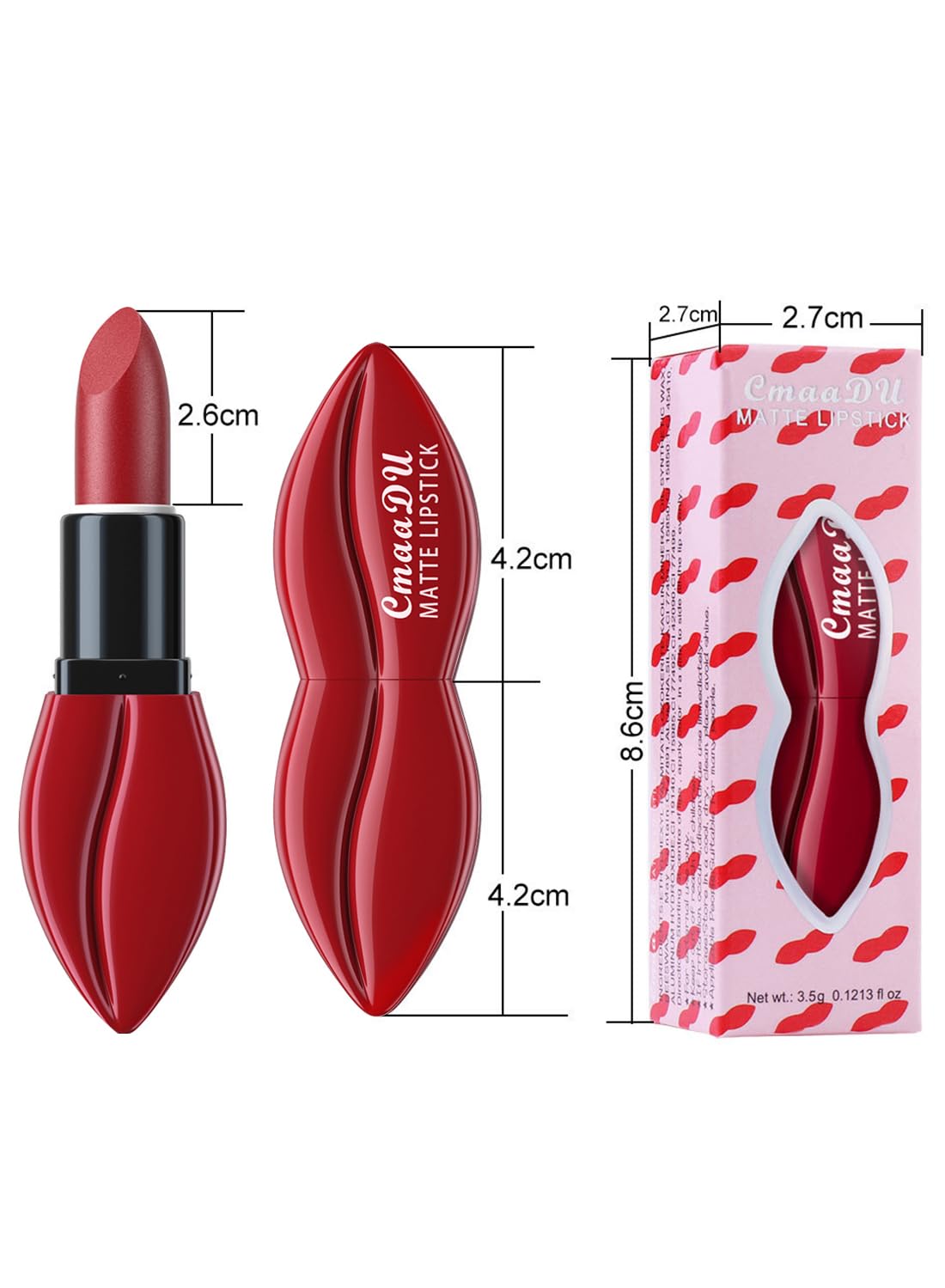 Matte Lipstick for Women, Long Lasting Waterproof Highly Pigmented Moisturizing Velvet Lip Gloss, Not Fade Lightweight Smudge Proof Lip Stain for Girls and Women - Red 02