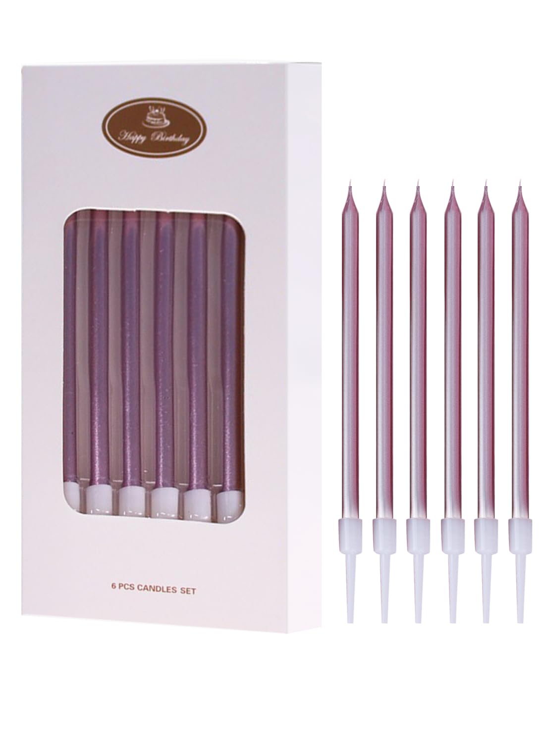 Long Thin Metallic Birthday Candles-6Pcs
