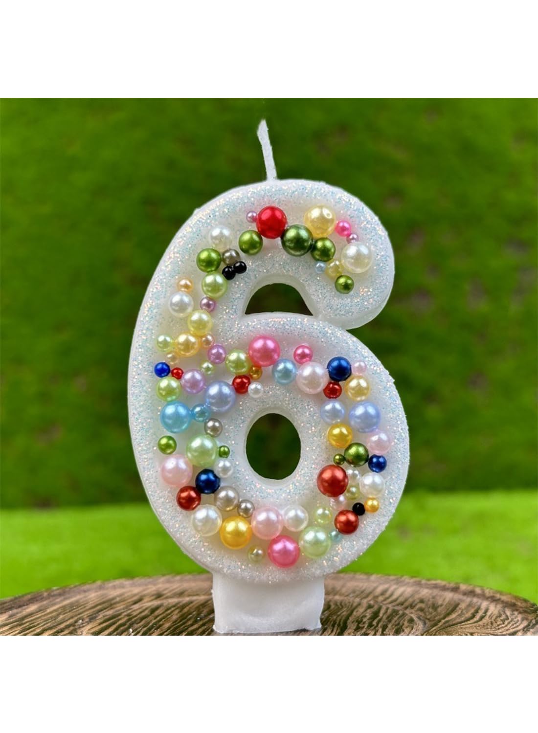 Colored Beads Number Cake Candle