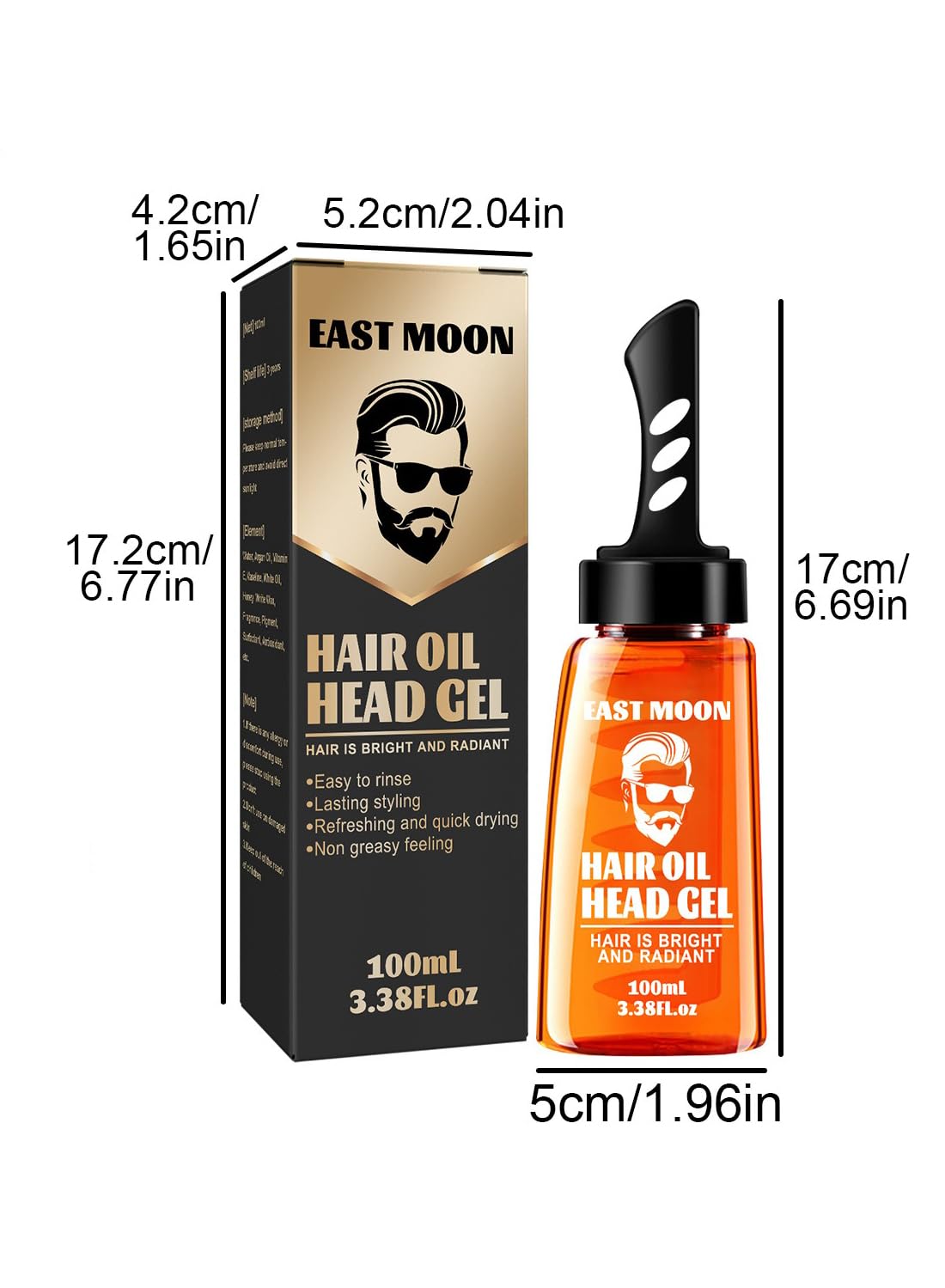 Men Hair Gel, Hair Styling Cream Set Solution with Wide Tooth Comb for Men 100ml