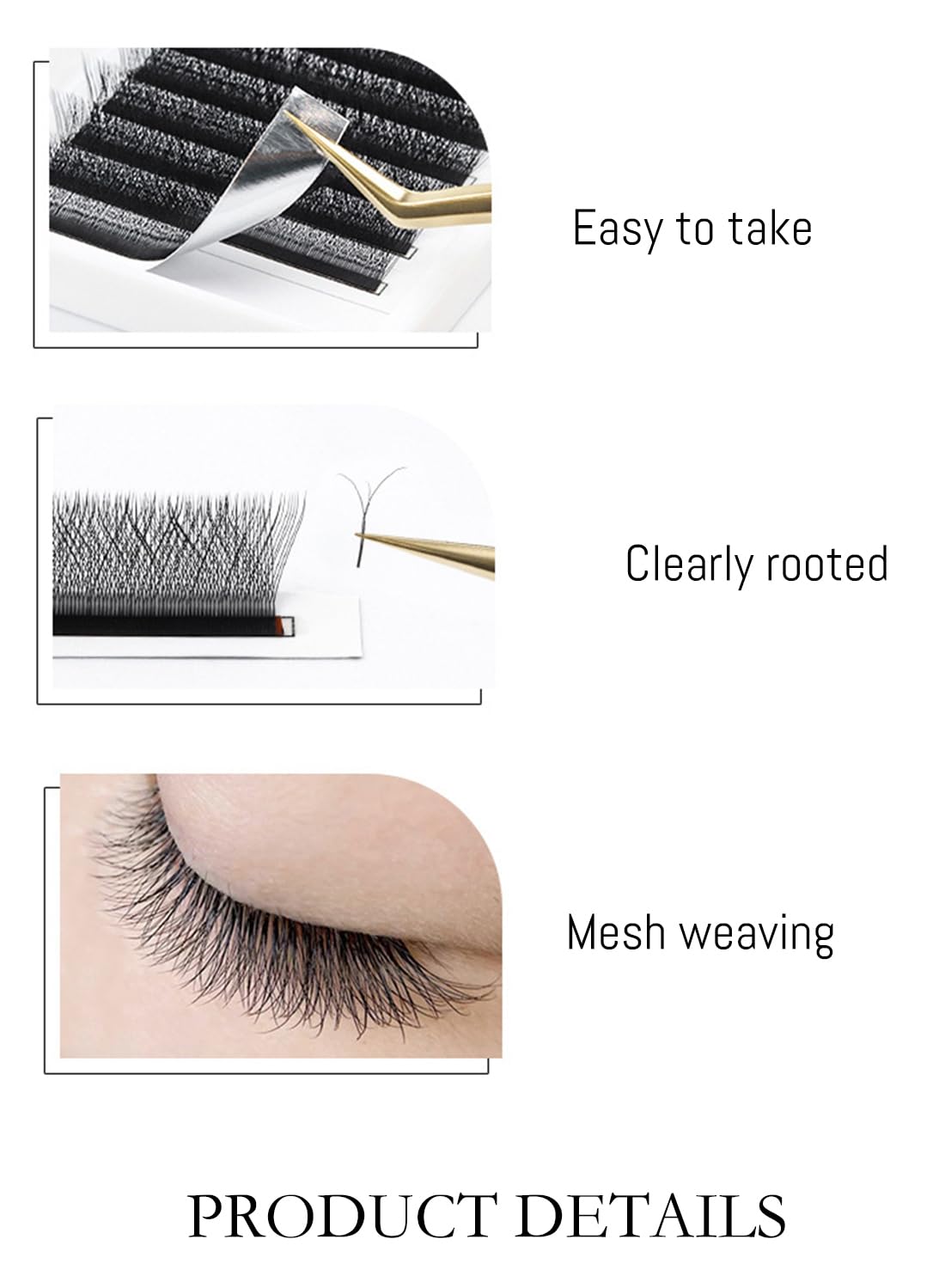 Cluster Lashes, D Curl Self Adhesive Eyelashes DIY Lash Extensions, Easy to Use