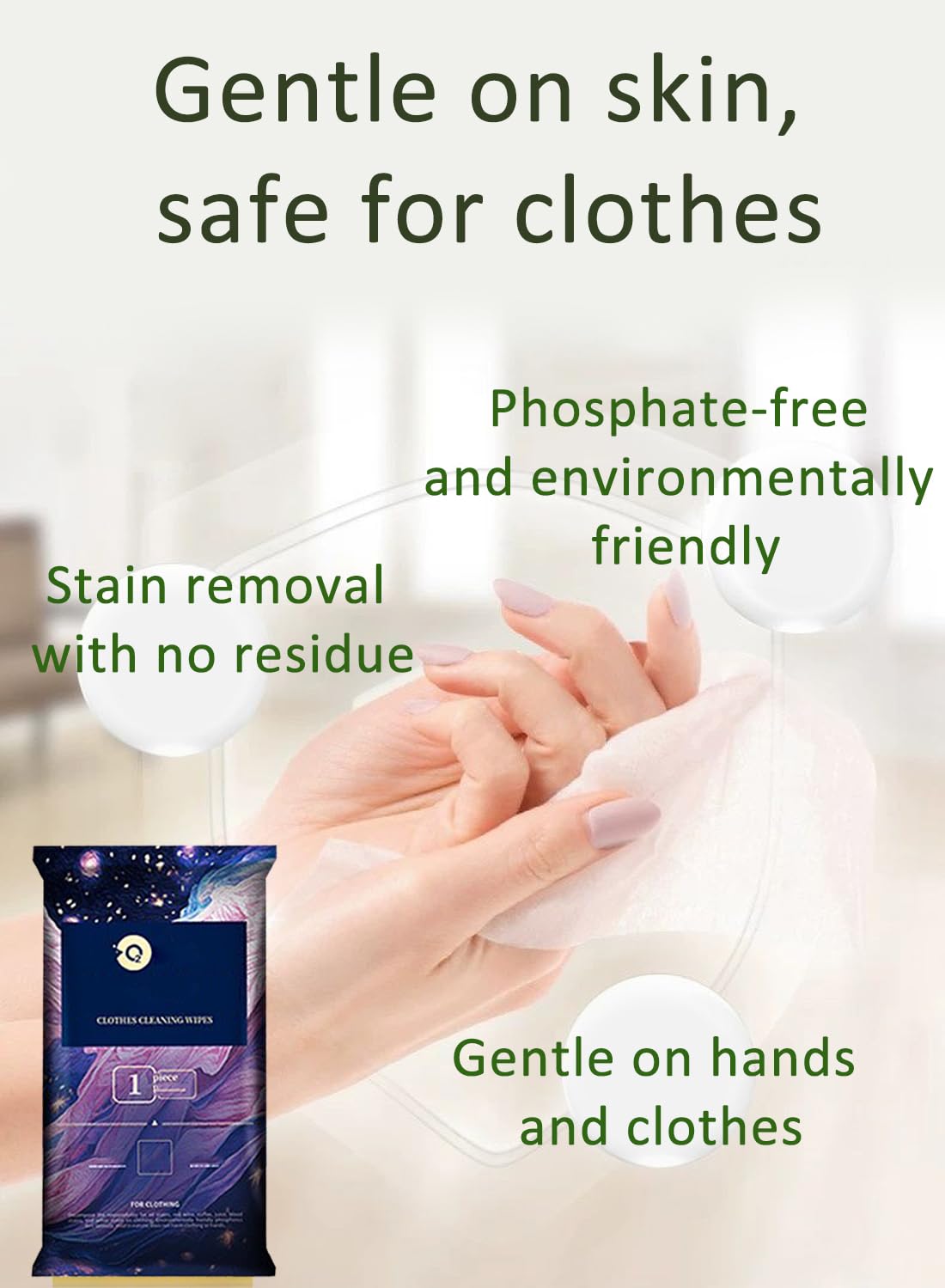 Cleaning Wipes, Instant Stain and Spot Remover Wet Wipes for Clothes 20Pcs