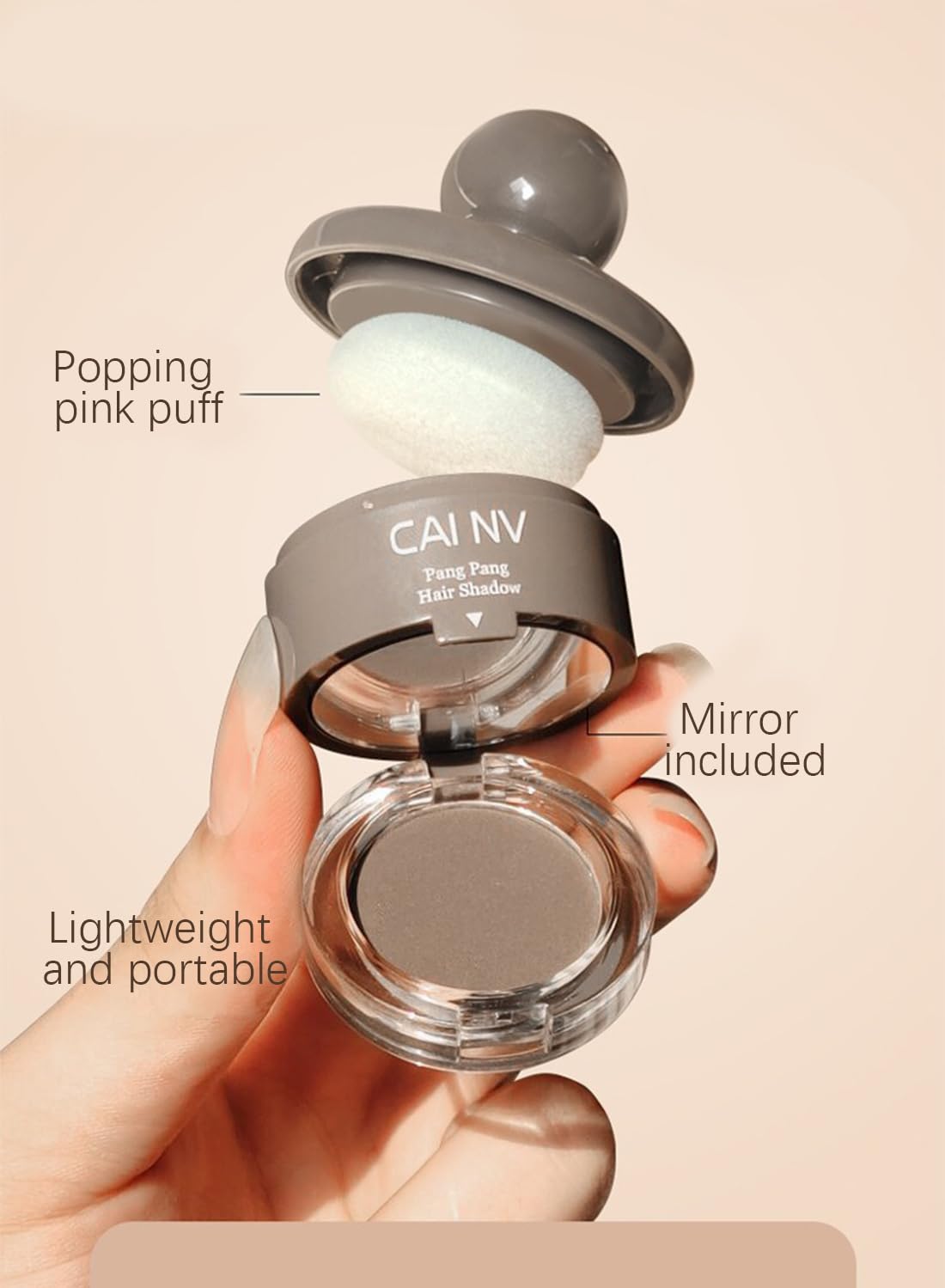 Instantly Hair Shadow Stick with Puff Touch, Root Touch Up Hair Powder, Root Cover Up Hair Color for Thinning Grey Hairline, Hair Root Concealer for Women and Men 4G
