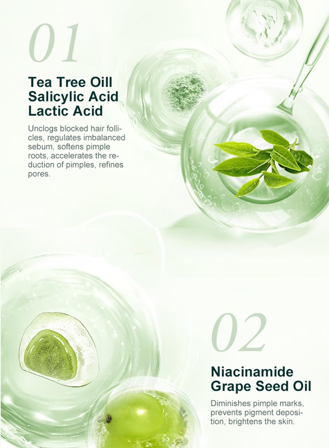 Acne Treatment Face Cream with Tea Tree Oil & Vitamin B3, Inflammation Soothing Acne Moisturizer, Acne Remover for Stubborn Pimple Blackhead Whitehead Blemish, Shrink Enlarged Pores 50g