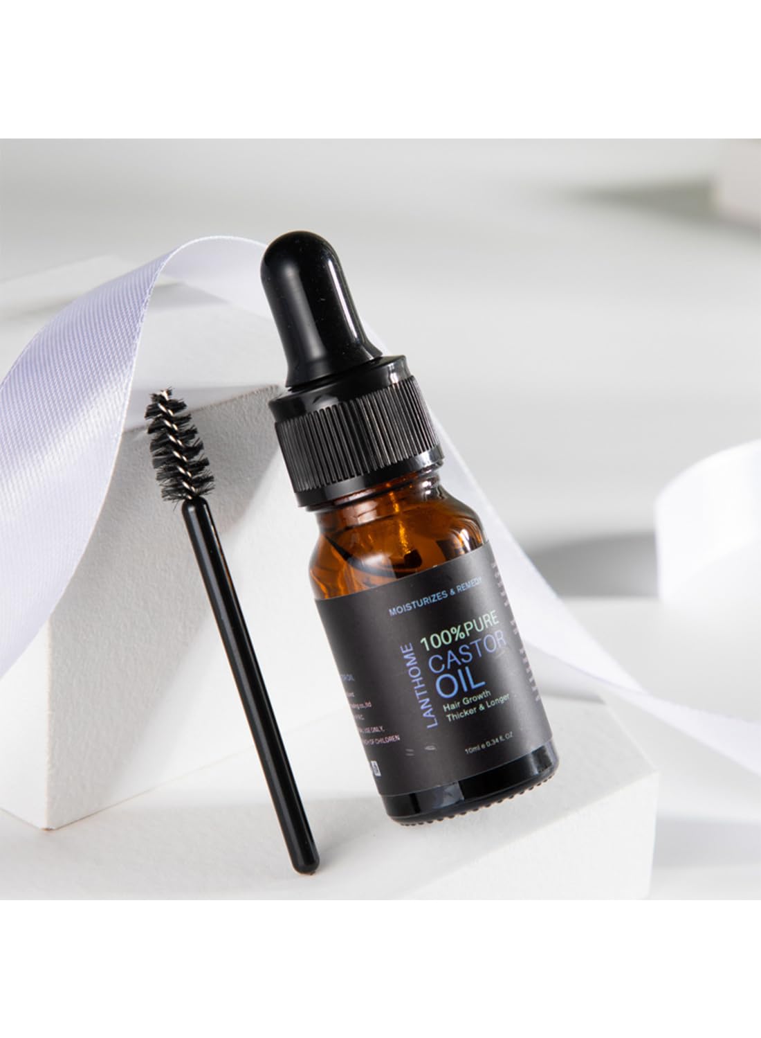 Castor Oil, 100% Pure, Cold Pressed, Castor Hair Oil, Hair Growth Oil, Stimulate Healthy Growth for Eyelashes, Eyebrows and Hair, Hair Growth Serum for Thicker and Longer Hair 10ml