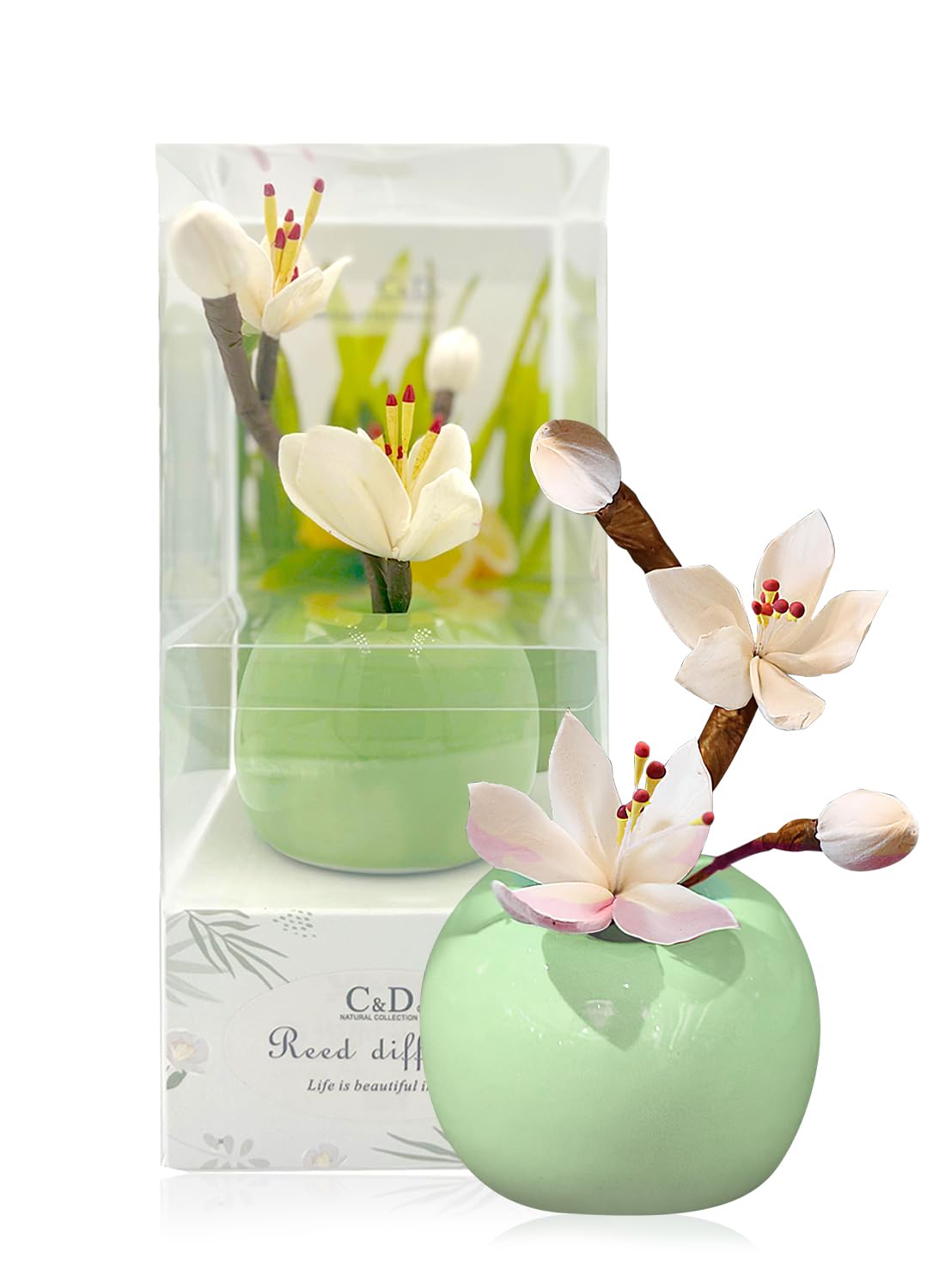 Natural Car Diffuser with Anti-Slip Pad, Long Lasting Scented Reed Diffuser, Aromatherapy Diffuser Gift Set for Room Bathroom Office Car Decor, Air Fresheners, Stress Relief 30ml