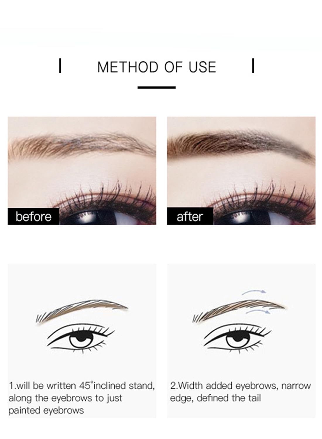 3 in 1 Four Tip Eyebrow & Liquid Eyeliner & Mascara Kit, Natural Waterproof Long Lasting Eye Makeup Set, Non Clumping, Lengthening, Curling, Quick Drying Makeup Salon Set for Women