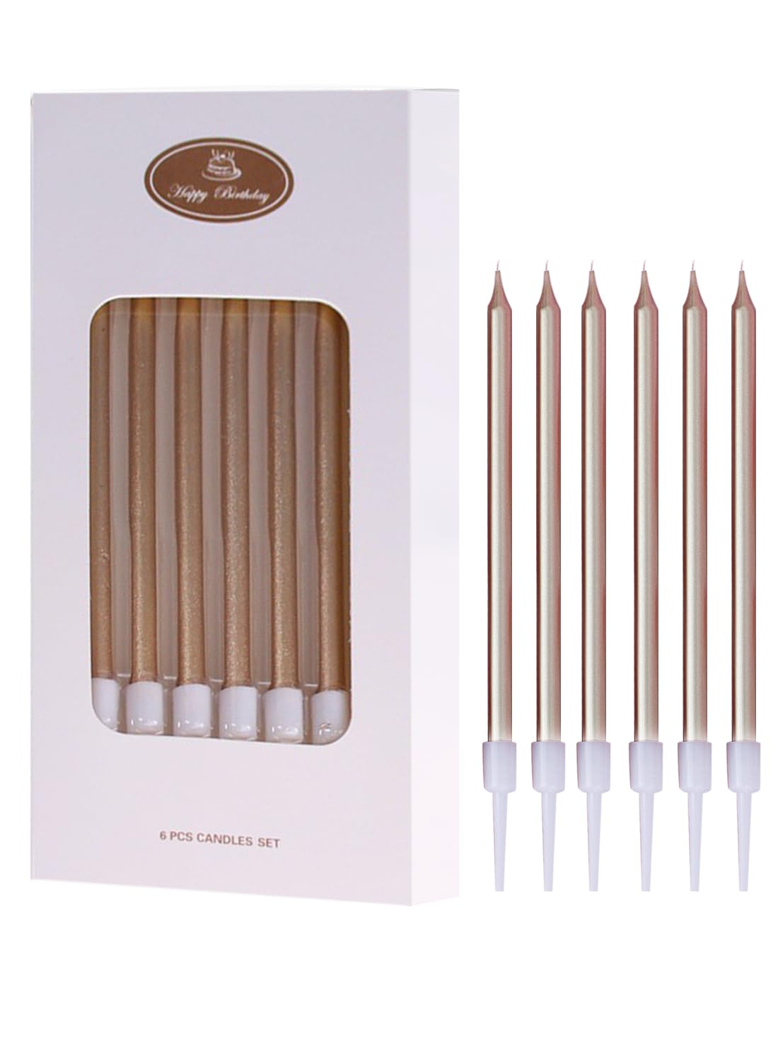 Long Thin Metallic Birthday Candles-6Pcs