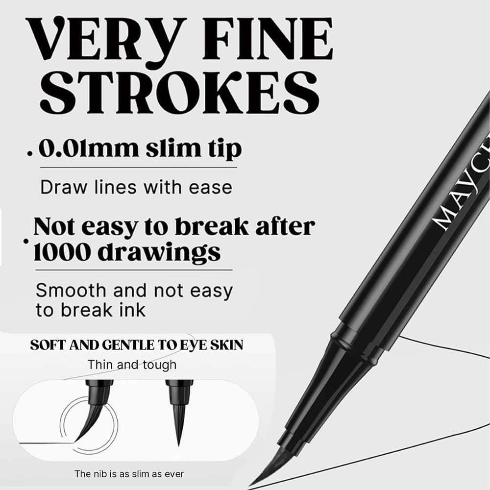 3Pcs Liquid Eyeliner Pen, Lasting Waterproof Ultrafine Eye Liner for Women 01