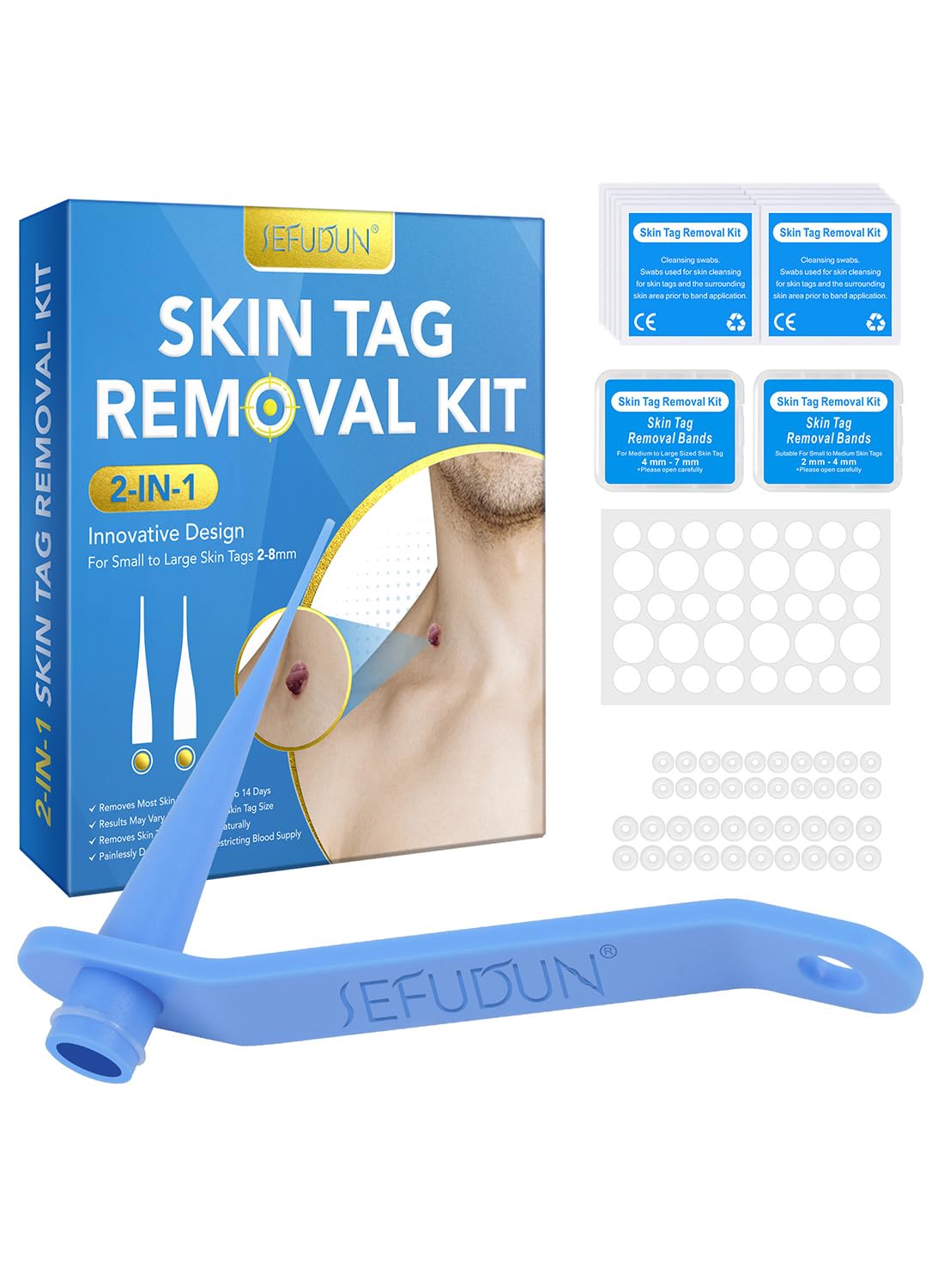 Wart Remover Kit, Skin Tag Removal Tool Kit, Painless Easy-Using Device for Small to Large Sized Skin Tag, Suitable for Face Neck and Body