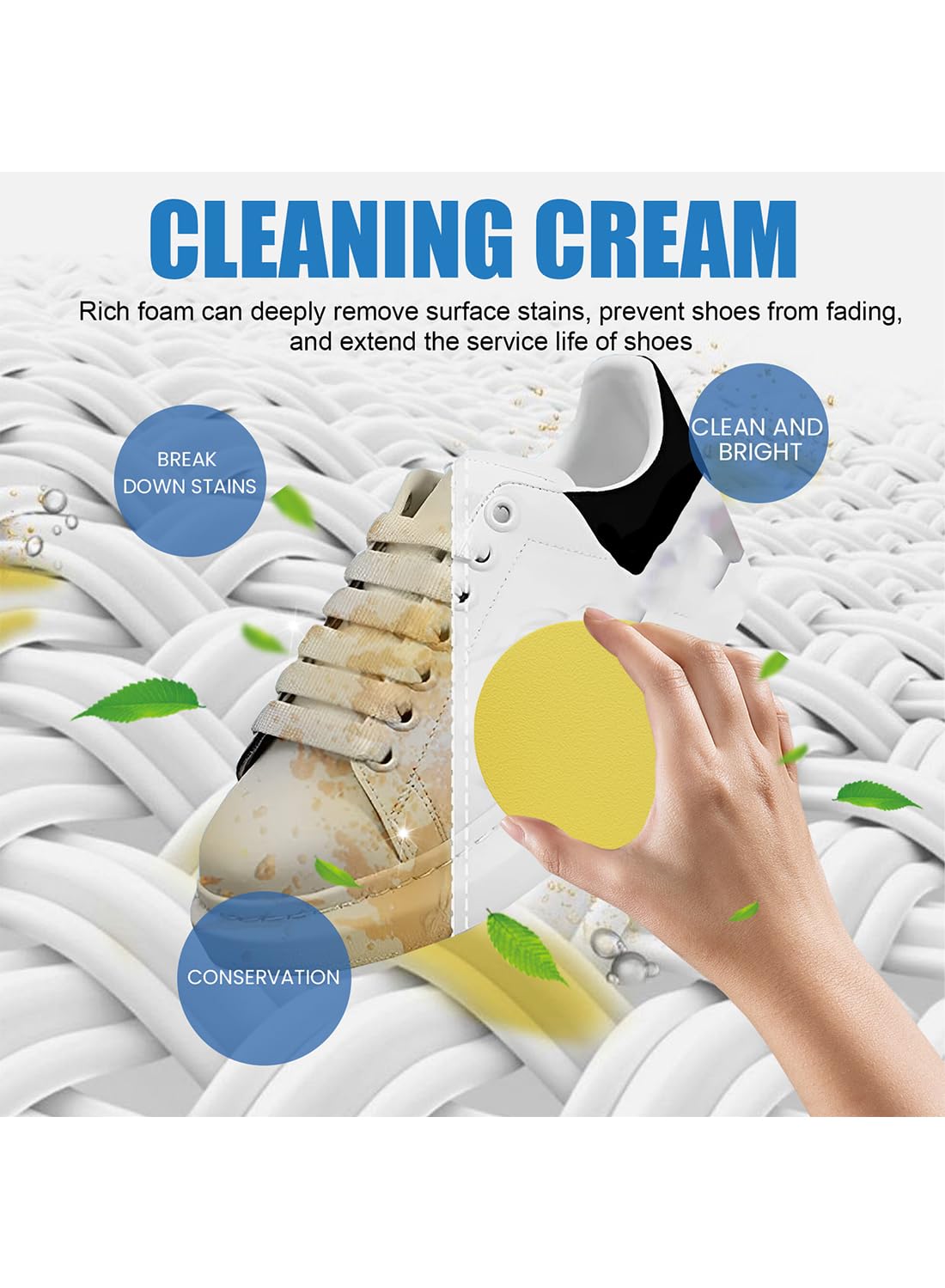 White Shoe Cleaner, Brighten Leather Shoes and Boots Sneaker Cleaner 100g
