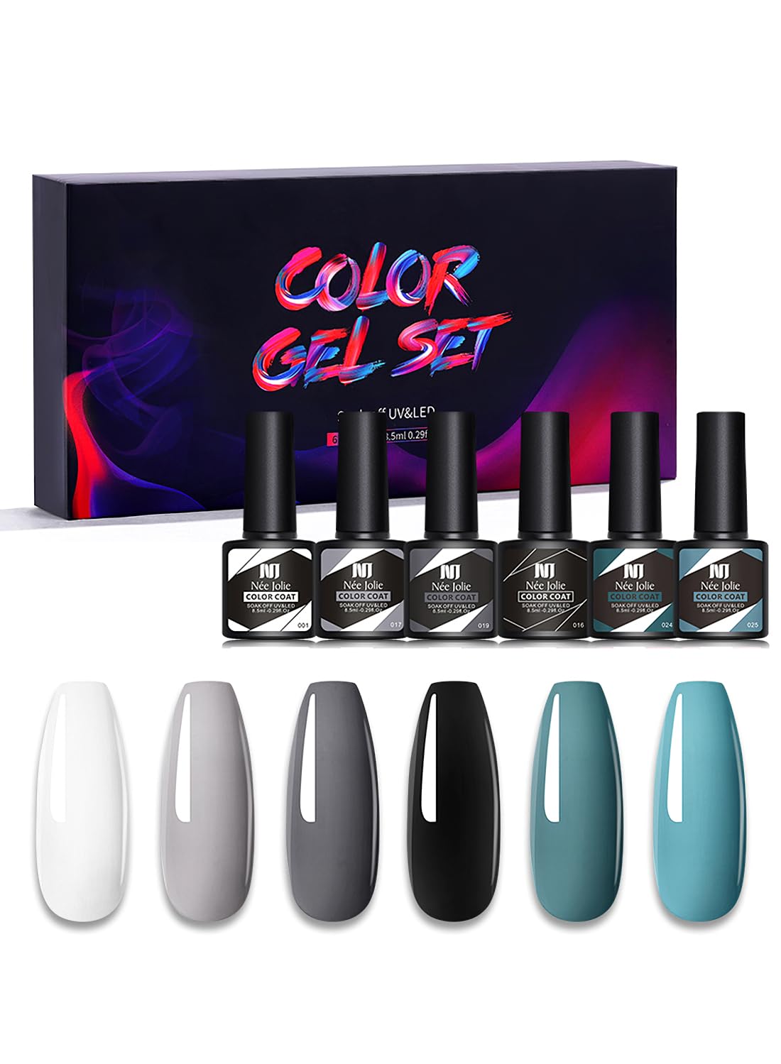Gel Nail Polish Kit, 6Pcs Gel Nail Polish Kit, Soak Off UV LED Nail Lamp, Nail Art Design DIY Home Gifts for Women Girl