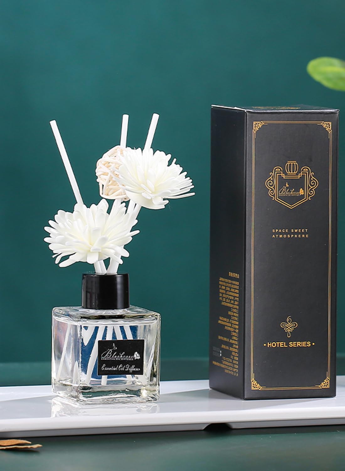 Reed Diffuser Set with Incense Diffuser Sticks, Long Lasting Natural Elegant Air Freshener, Home Fragrance Design Odor Elimination for Hotel Home Office and Gift 50ml