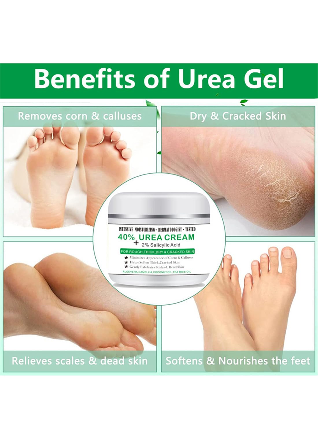40% Urea Cream and 2% Salicylic Acid, Strength Exfoliator for Rough Skin 100g