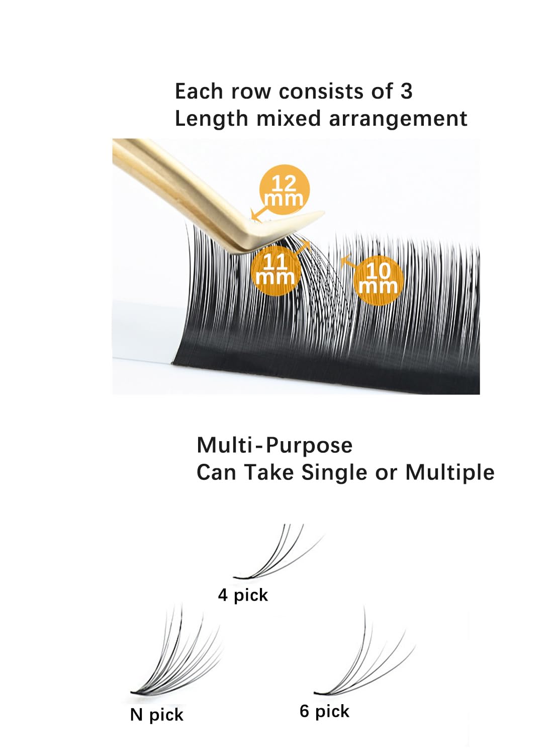 Cluster Lashes, D Curl 0.03 Thick Self Adhesive Eyelashes DIY Lash Extensions, Easy to Use, Auto Fans, Mega Volume False Eyelashes for Extension Grafting, Easy to Use