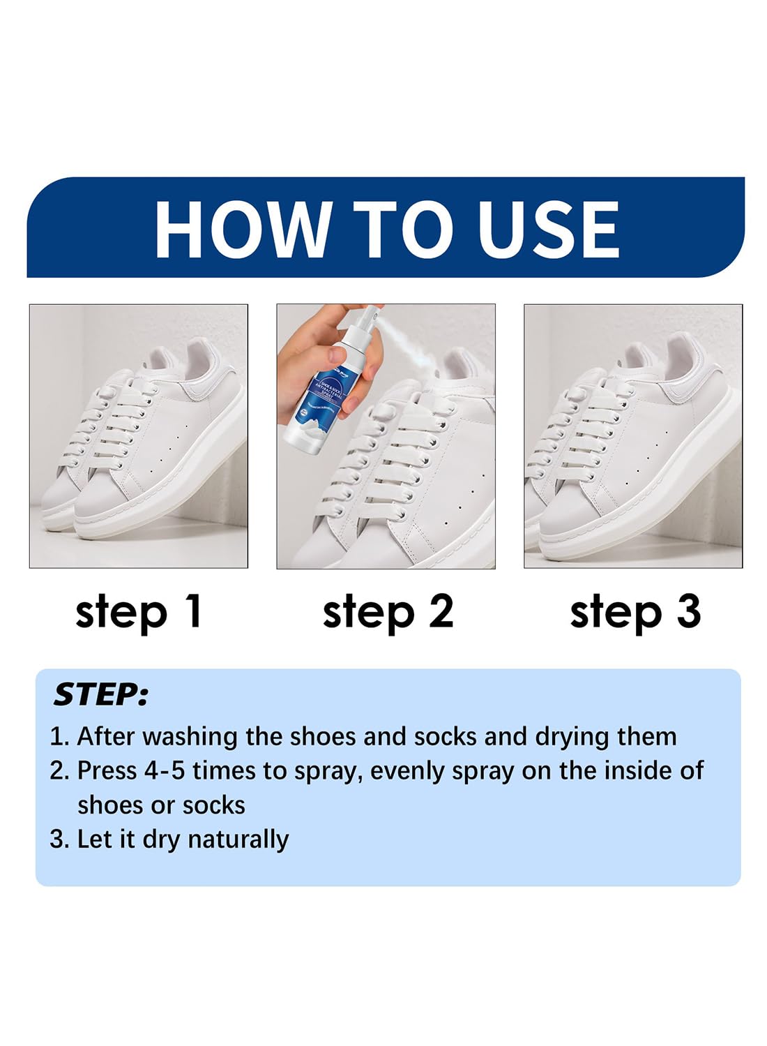 Shoe Deodorizer Spray, Foot Spray with Essential Oils for Smelly Feet 60ml
