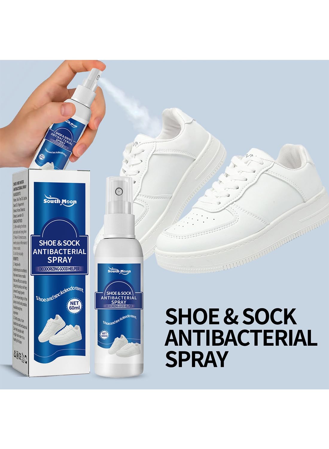 Shoe Deodorizer Spray, Foot Spray with Essential Oils for Smelly Feet 60ml