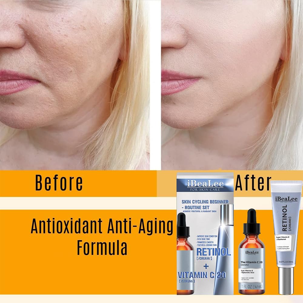 Facial Kit, Retinol Cream + Vitamin C 20 Serum, Face Serum Gift Kit for Women