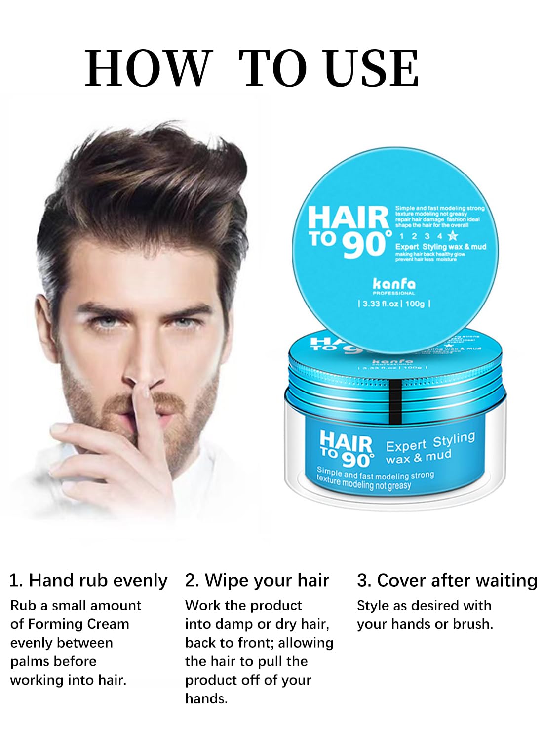 Hair Wax, Strong Hold Long-Lasting Hair Styling Wax, Natural Matte Finish, Non-Greasy Hair Styling Pomade for Flyaways Edge Frizz Hair, Makes Hair Look Neat & Tidy 100ml