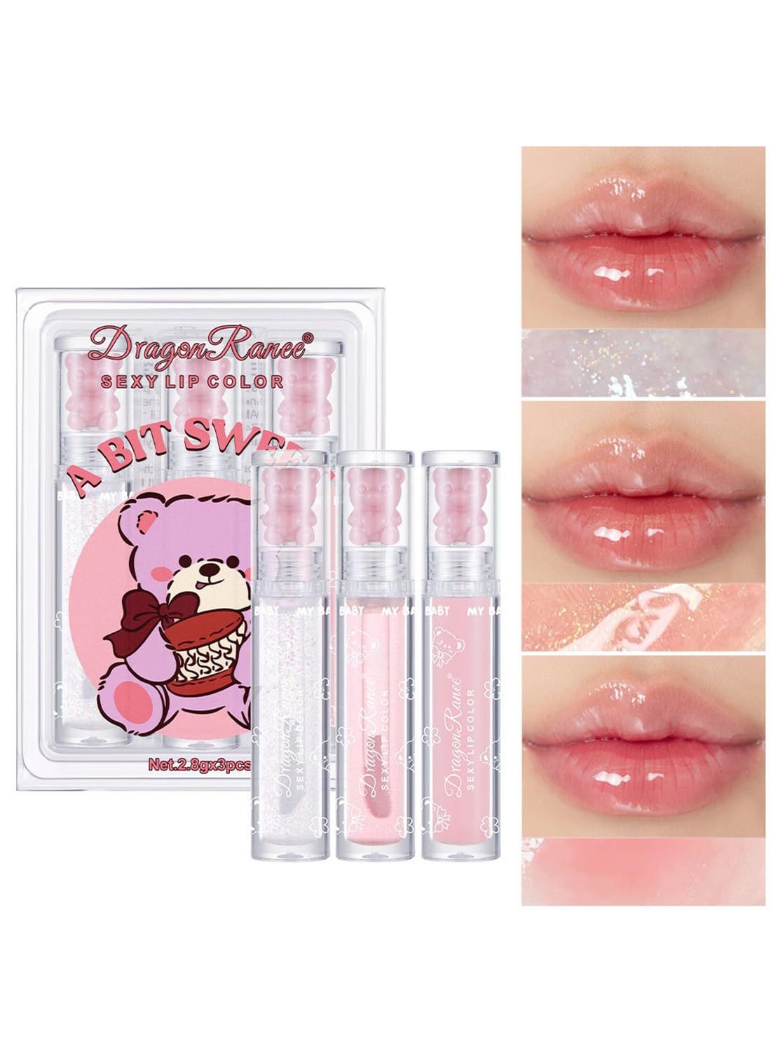 3Pcs Glossy Lip Glaze Set