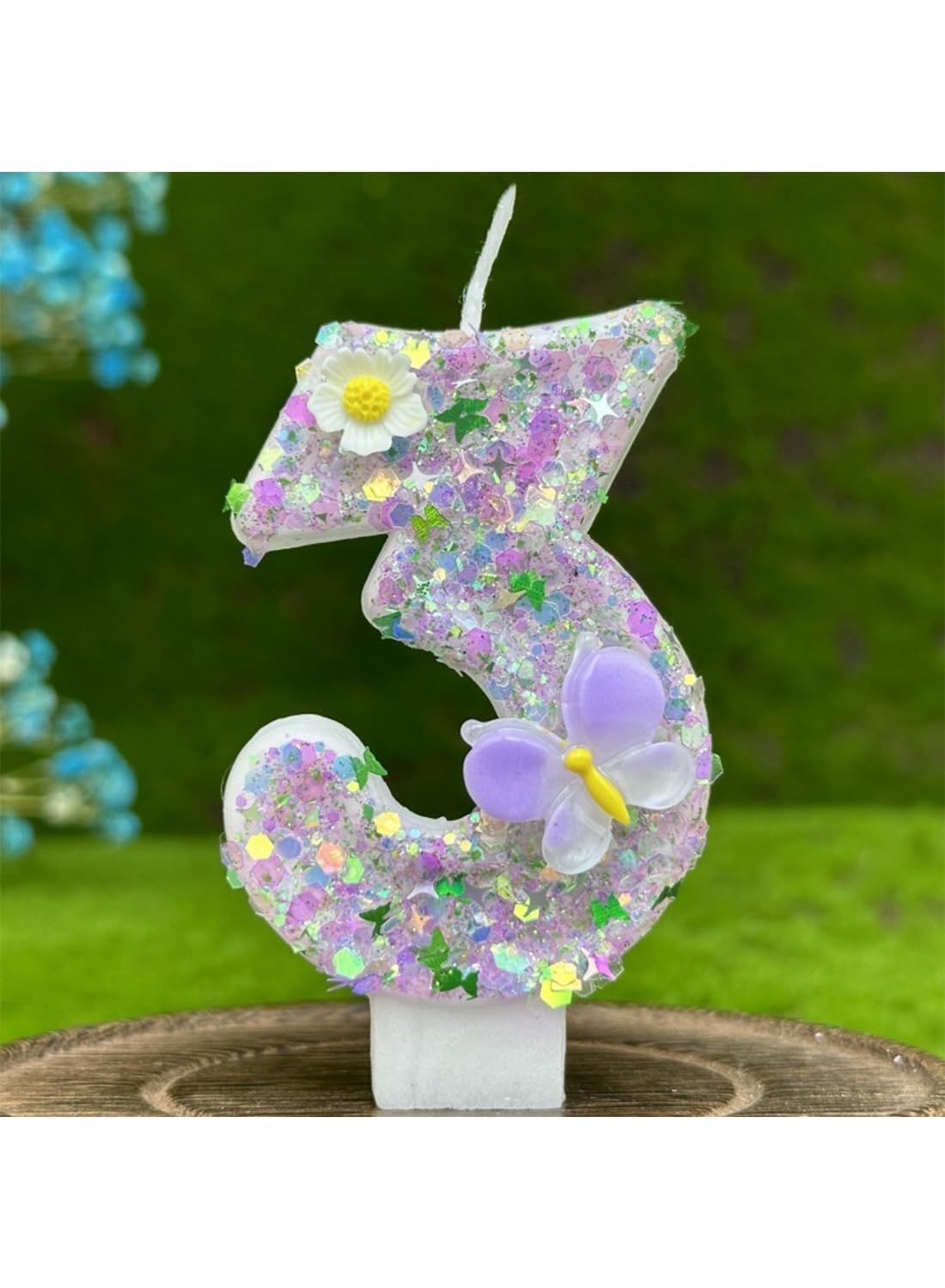 Colorful White Flower Number Cake Candle