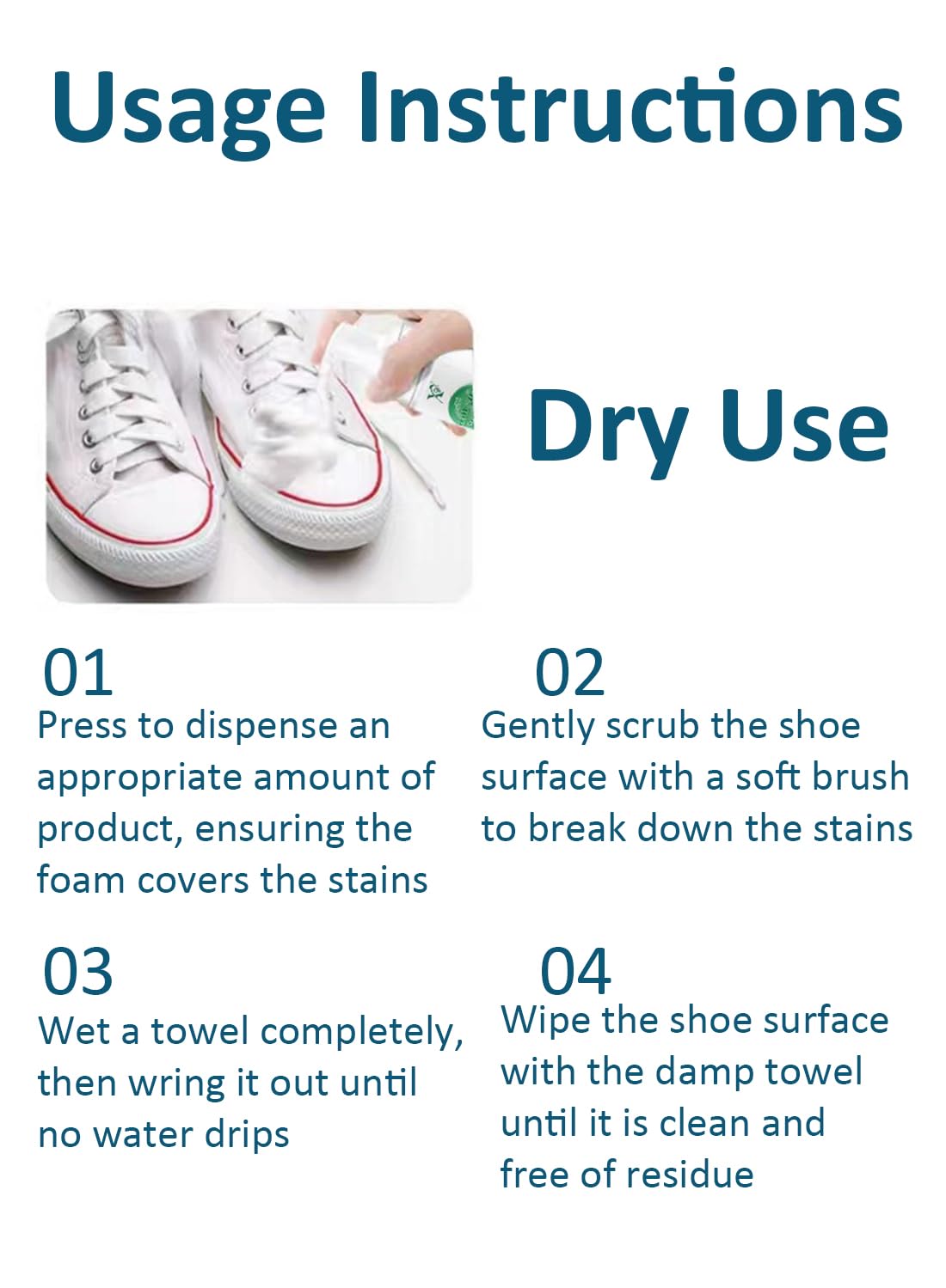 White Shoe Cleaner, Wet and Dry Shoe Cleaner Foam for Tennis Shoes, Canvas 200ml